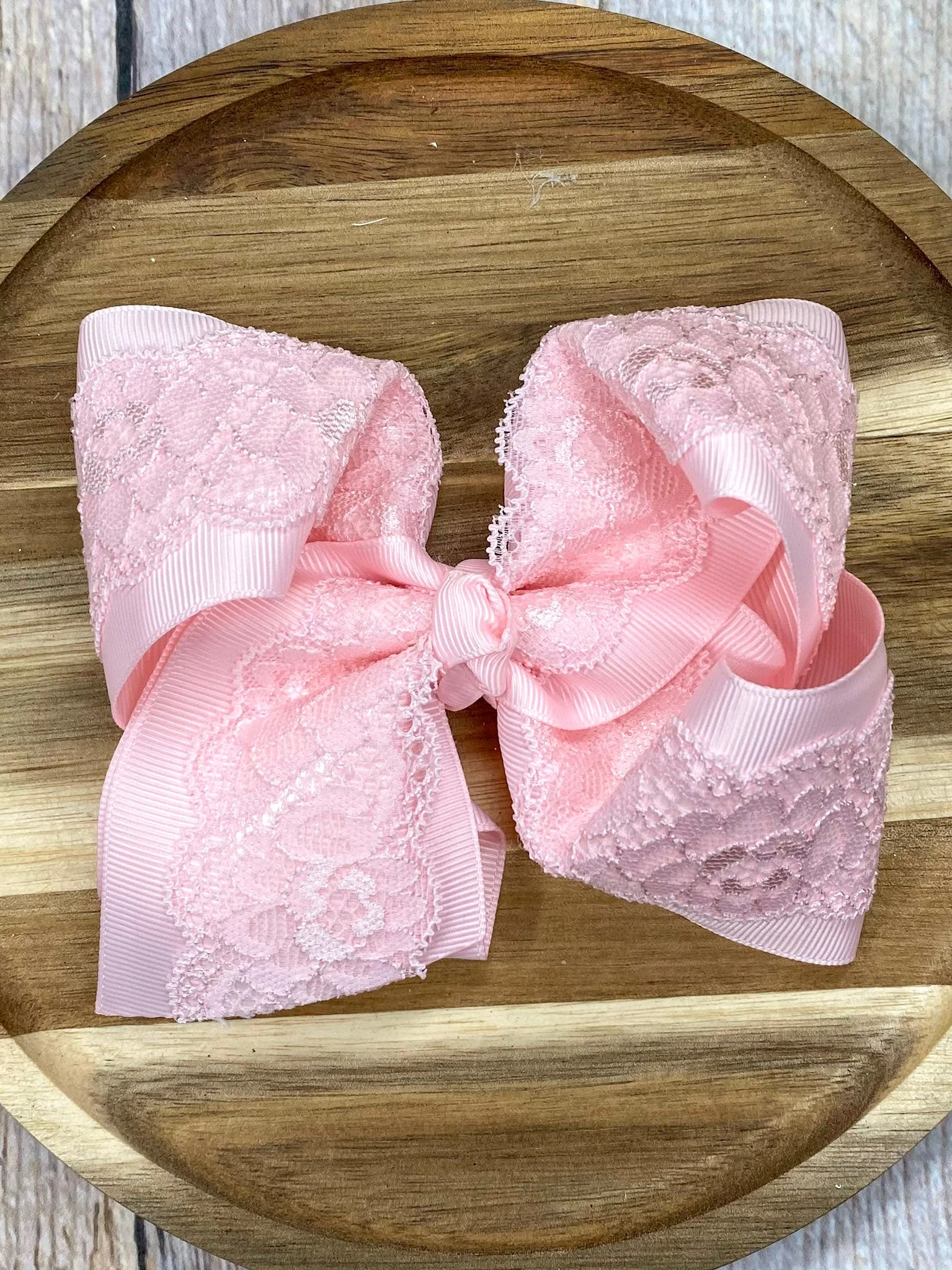 4.5" Chantilly Lace Classic Hair Bow | Clip or Headband - Image 7