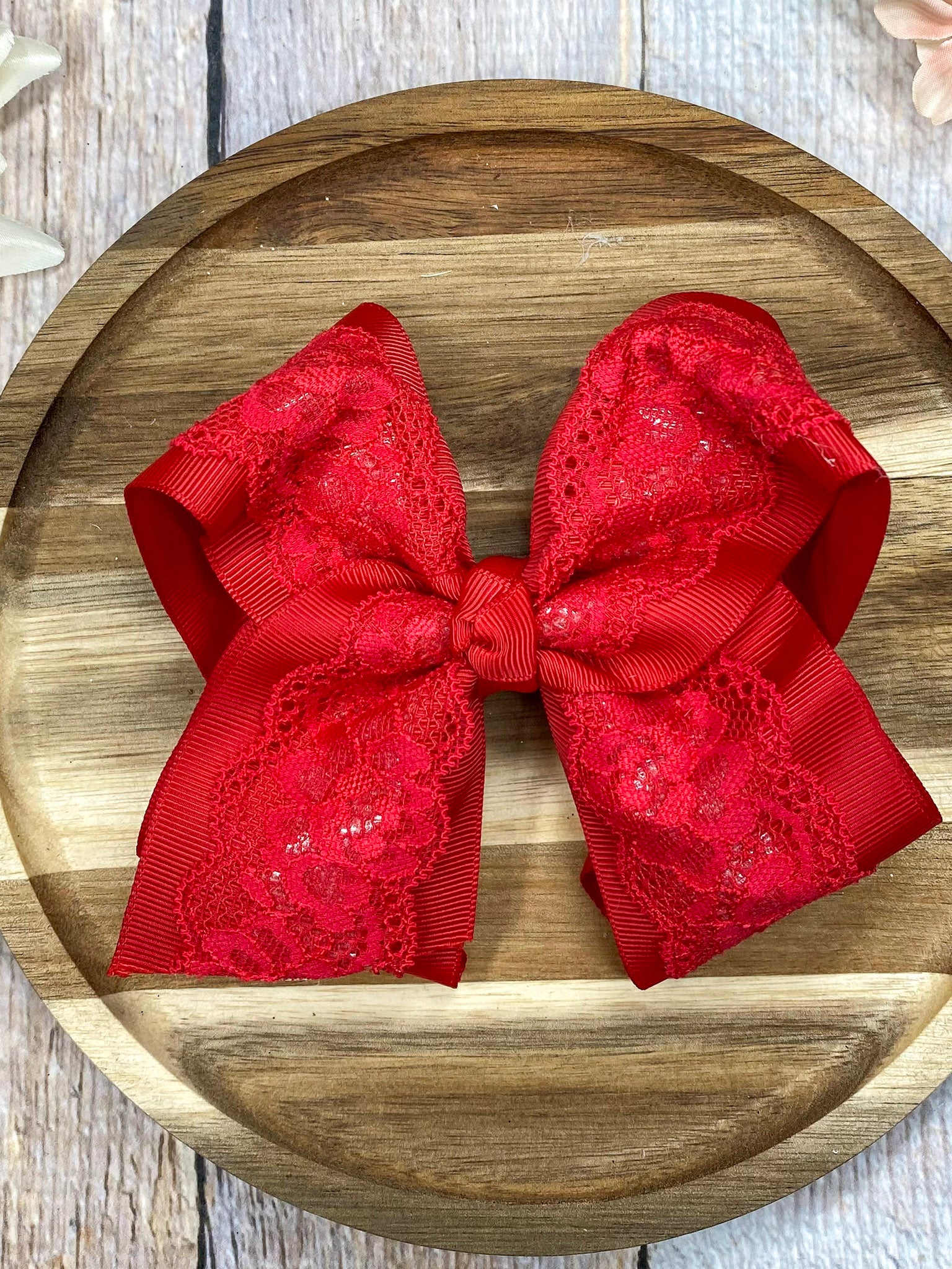4.5" Chantilly Lace Classic Hair Bow | Clip or Headband - Image 8