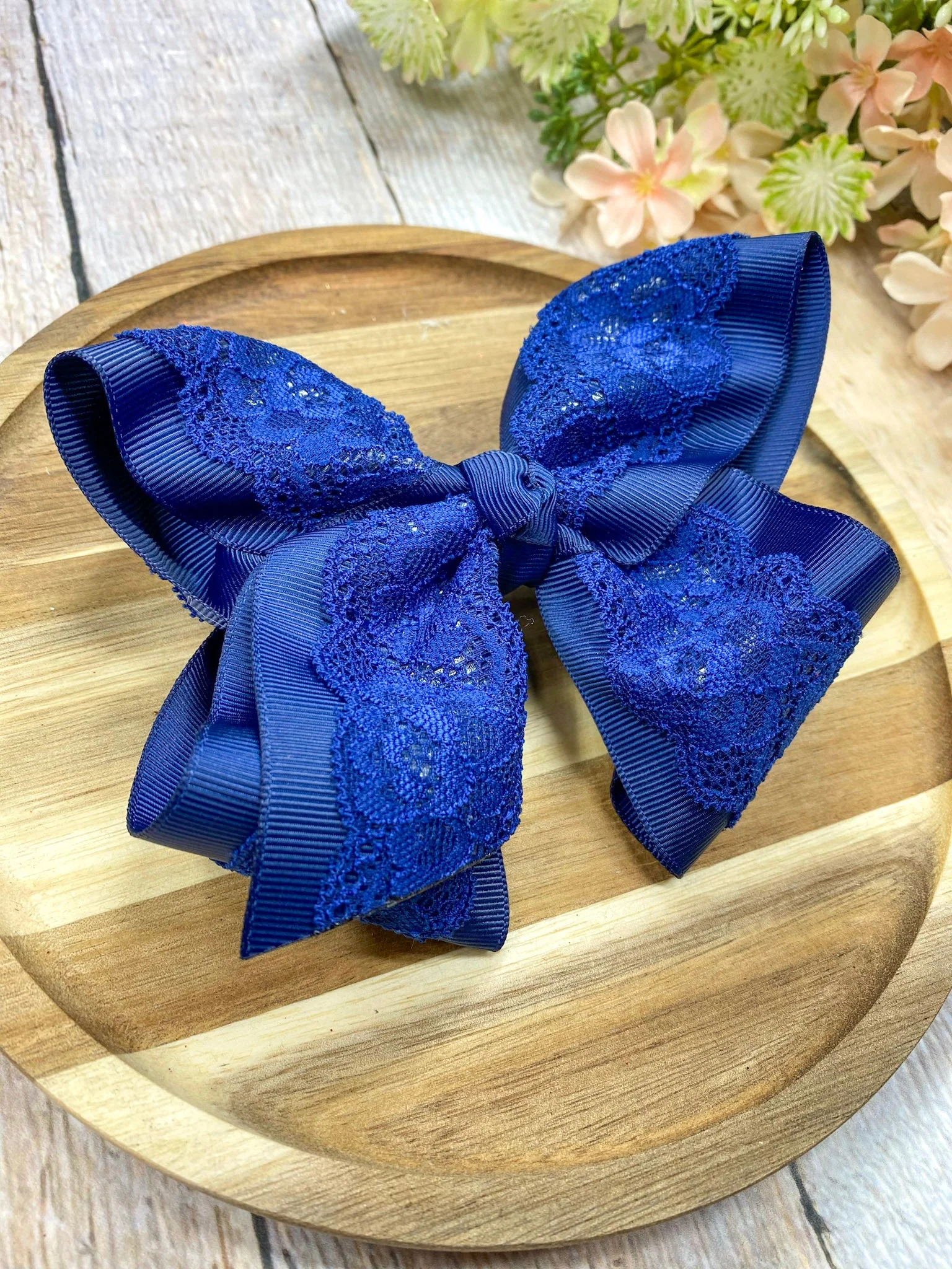 4.5" Chantilly Lace Classic Hair Bow | Clip or Headband - Image 9