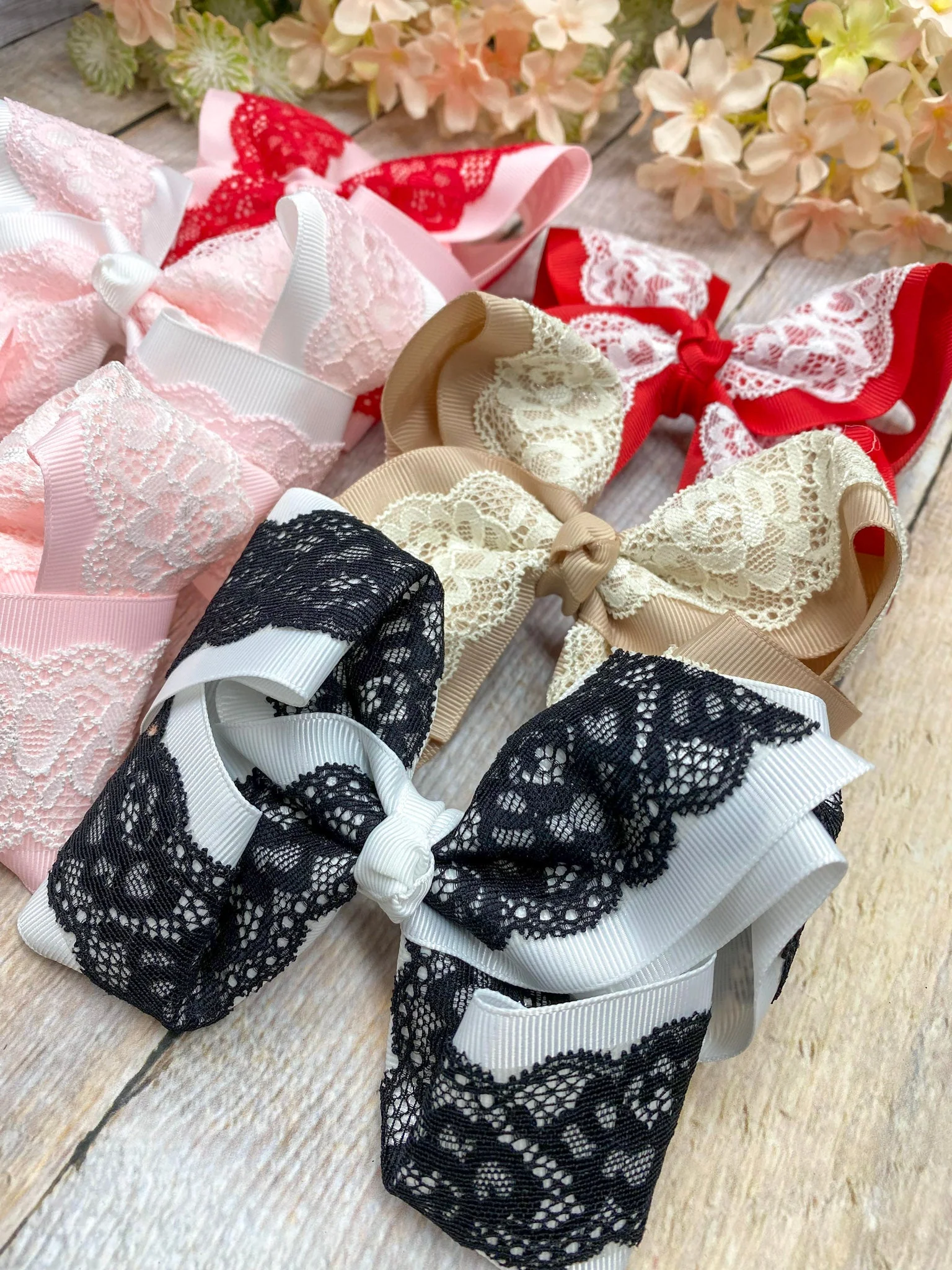 4.5" Chantilly Lace Two-Tone Hair Bow | Clip or Headband