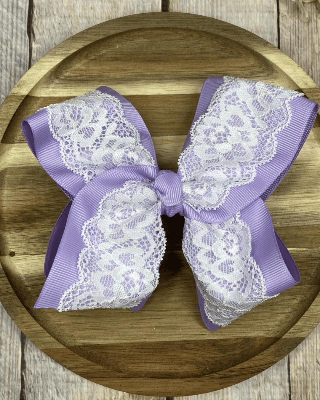 4.5" Chantilly Lace Two-Tone Hair Bow | Clip or Headband - Image 11