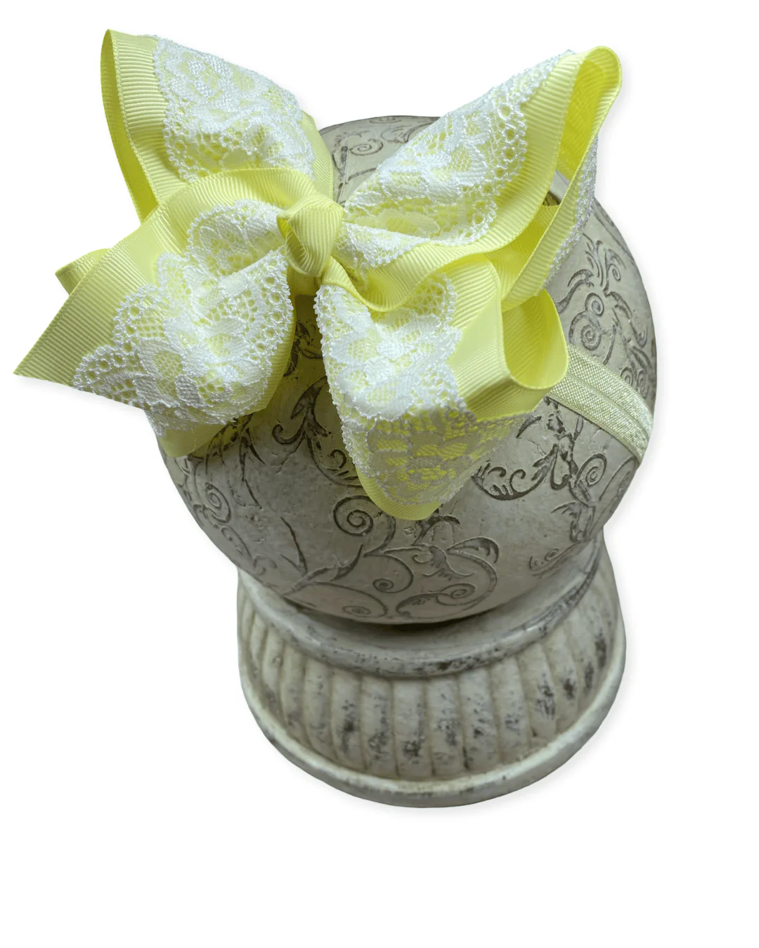 4.5" Chantilly Lace Two-Tone Hair Bow | Clip or Headband - Image 12
