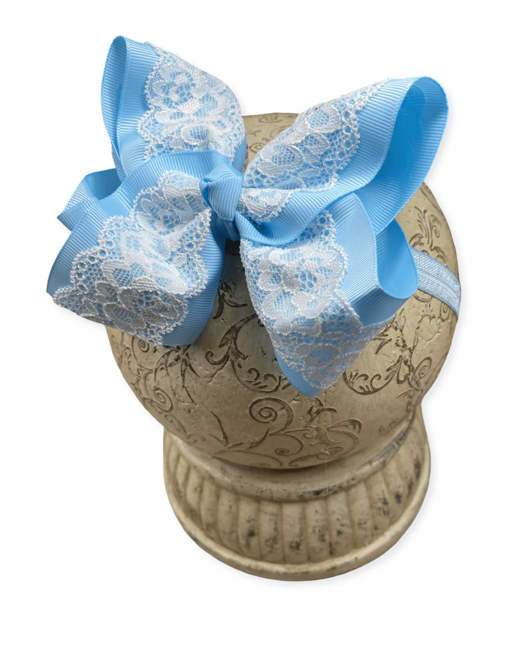 4.5" Chantilly Lace Two-Tone Hair Bow | Clip or Headband - Image 13