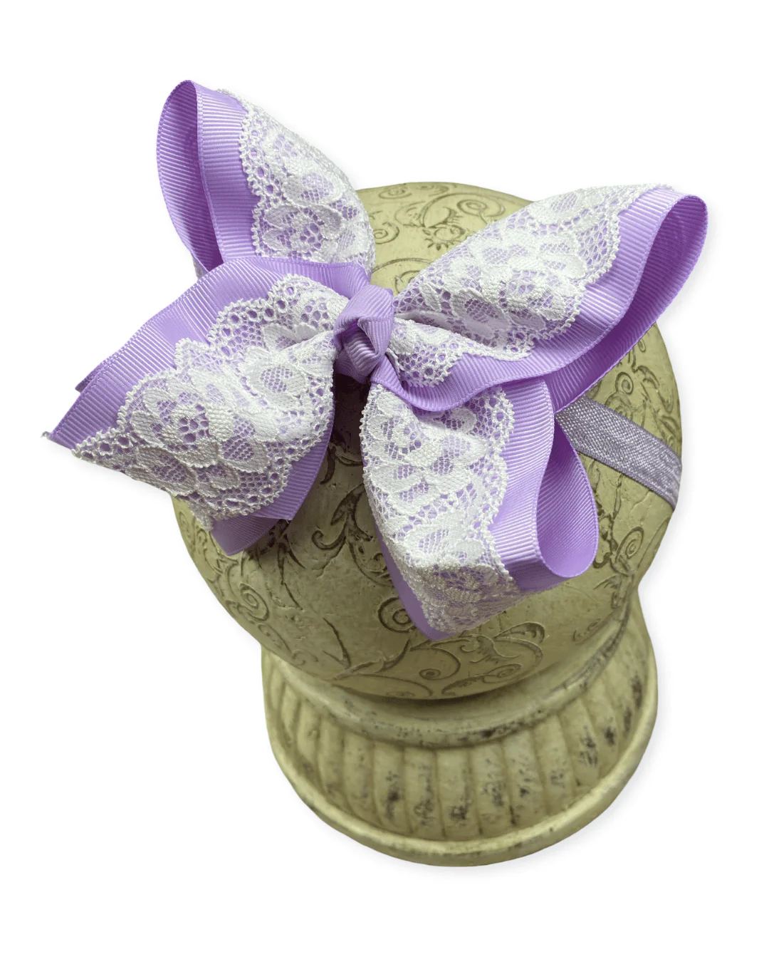 4.5" Chantilly Lace Two-Tone Hair Bow | Clip or Headband - Image 14