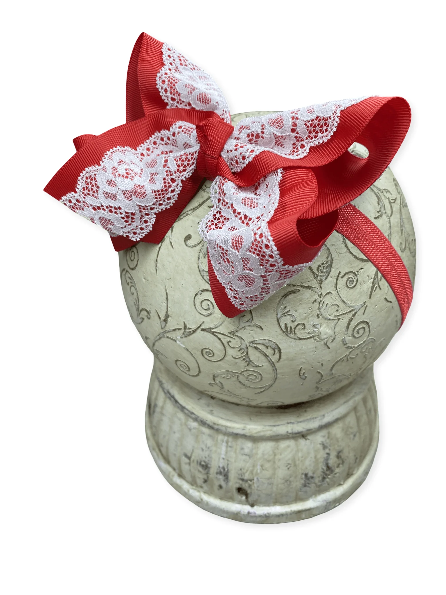 4.5" Chantilly Lace Two-Tone Hair Bow | Clip or Headband - Image 15