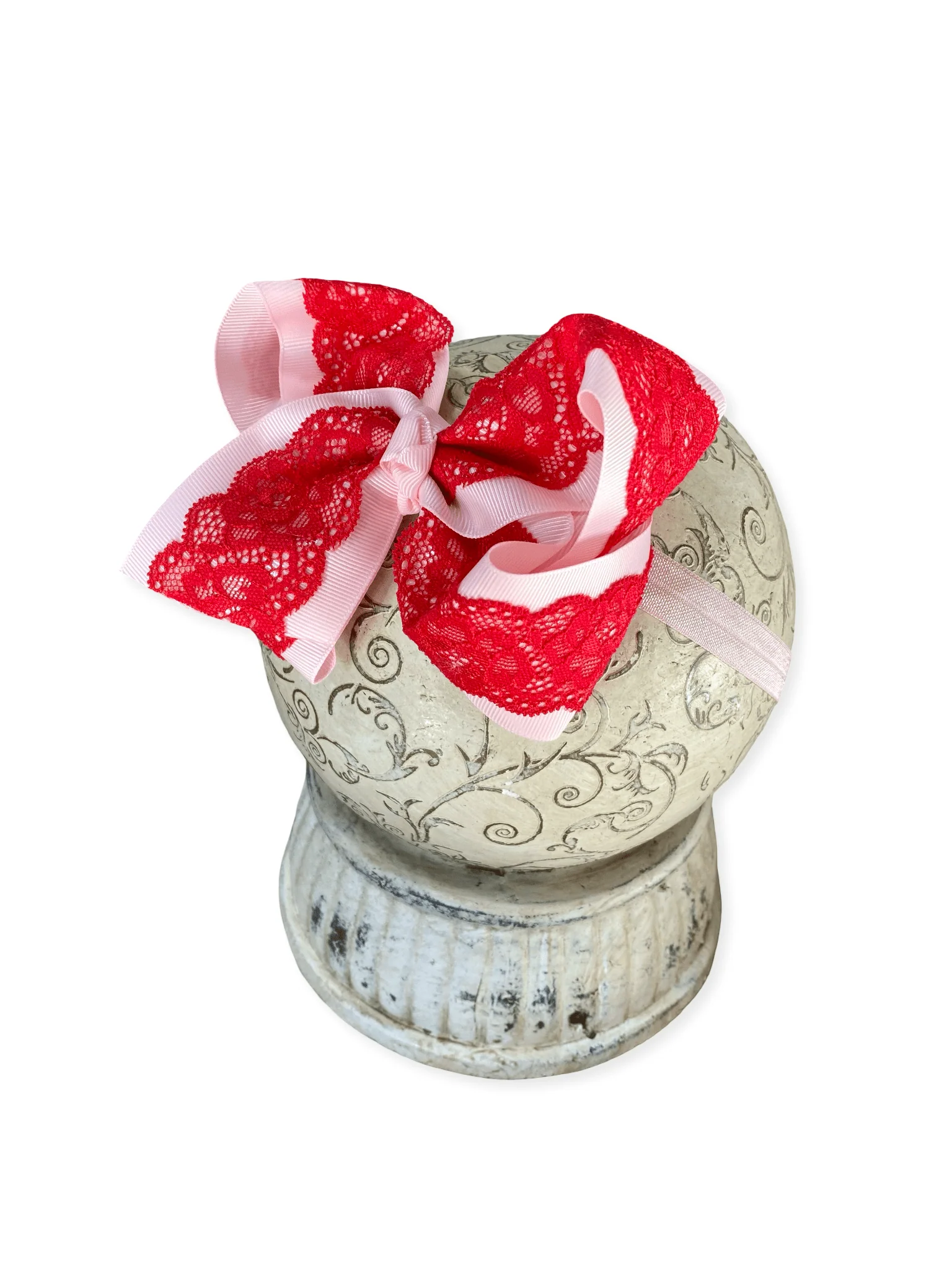 4.5" Chantilly Lace Two-Tone Hair Bow | Clip or Headband - Image 17