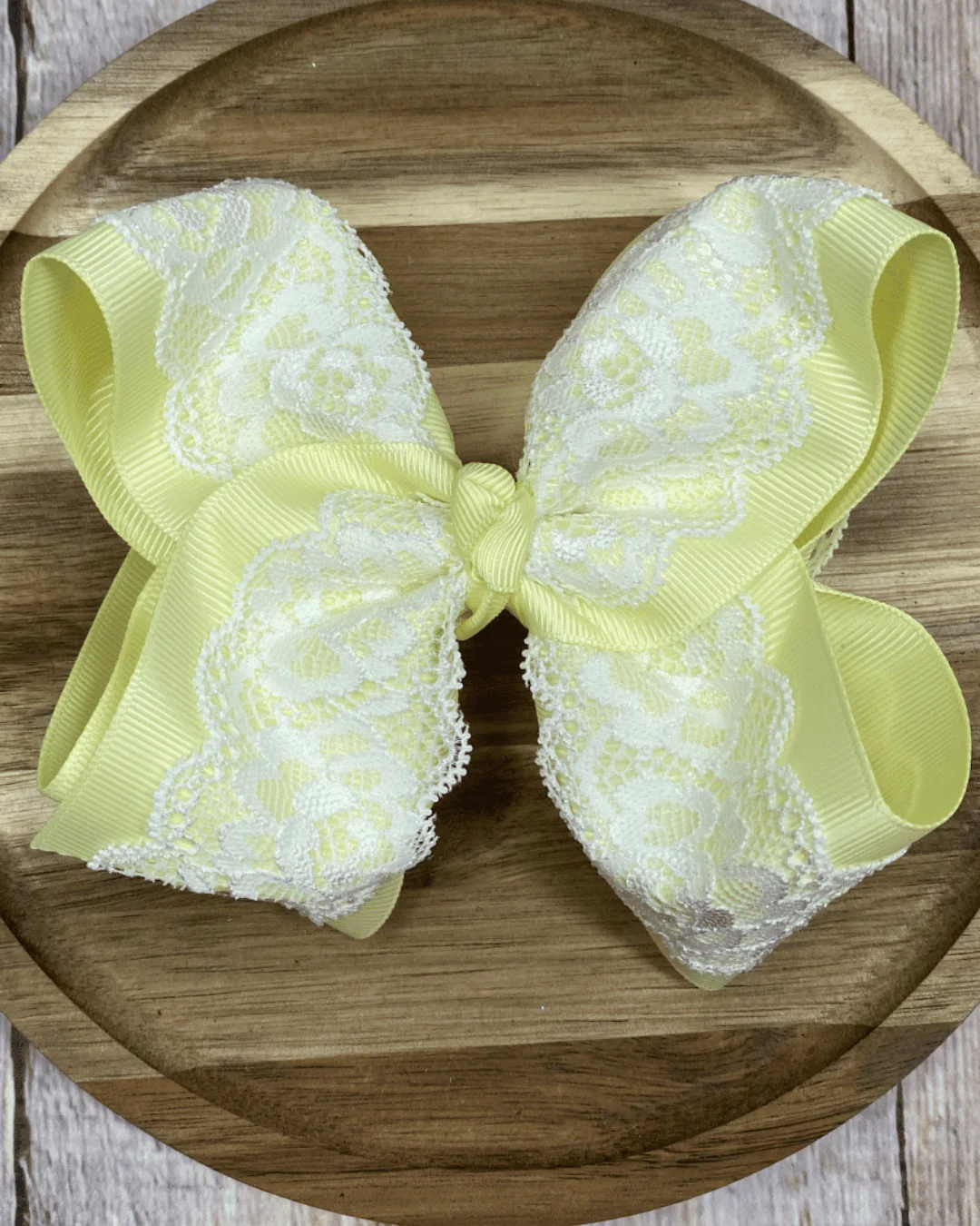 4.5" Chantilly Lace Two-Tone Hair Bow | Clip or Headband - Image 9
