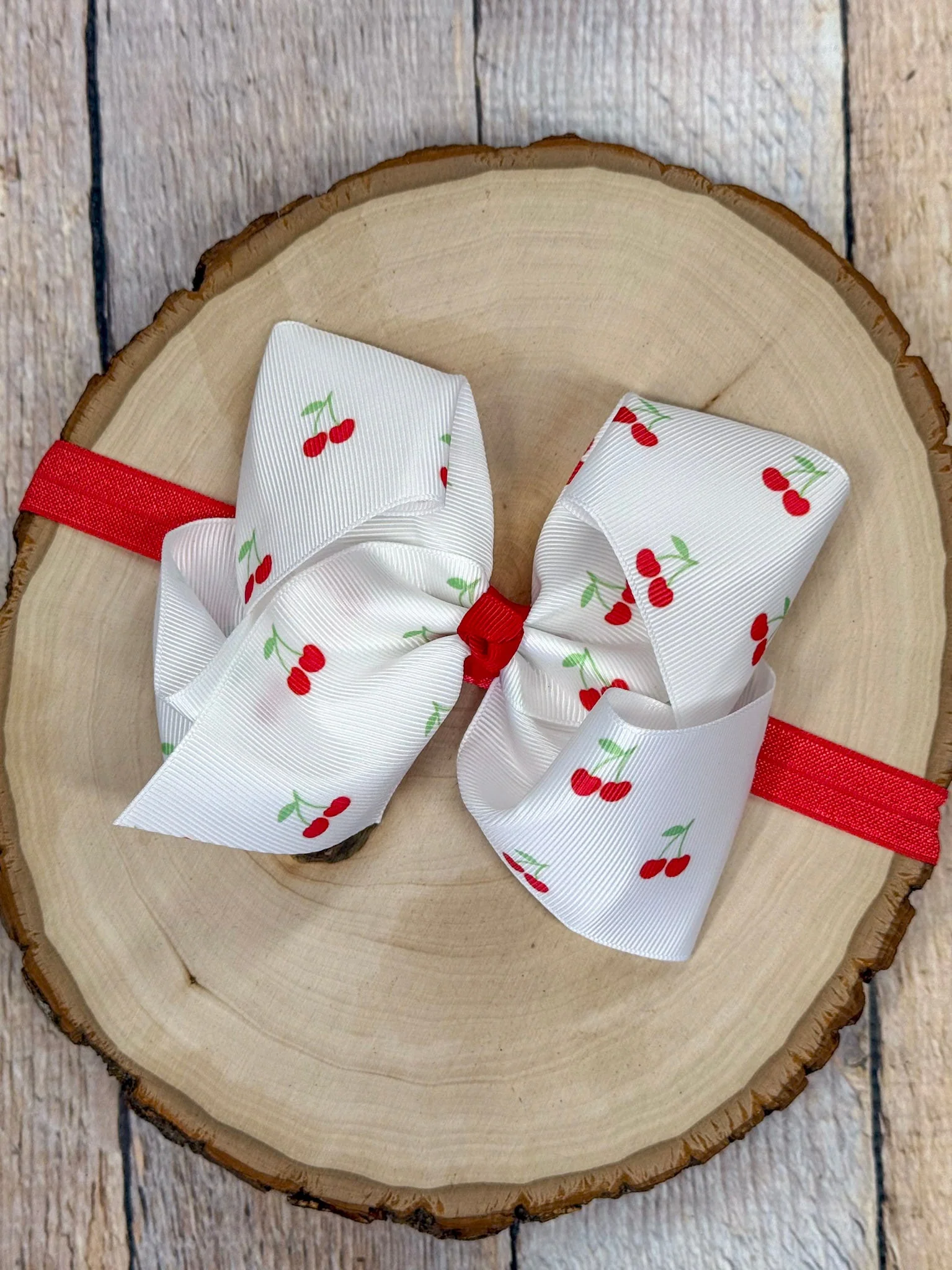 Cherry Dreams Classic Hair Bow | Clip or Headband - Image 3
