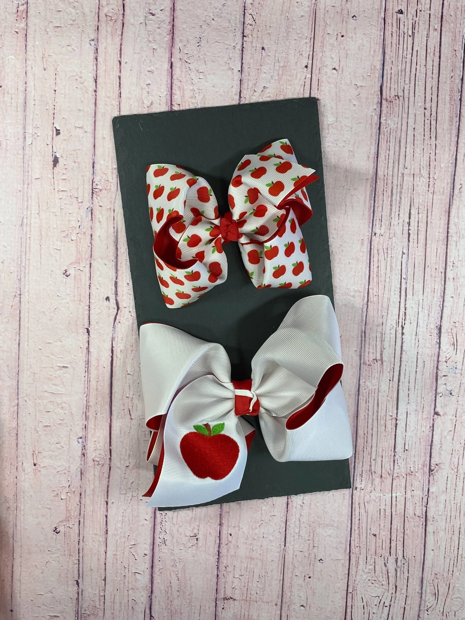 Classic Double Layer Apple Hair Bow | Clip or Headband - Image 3