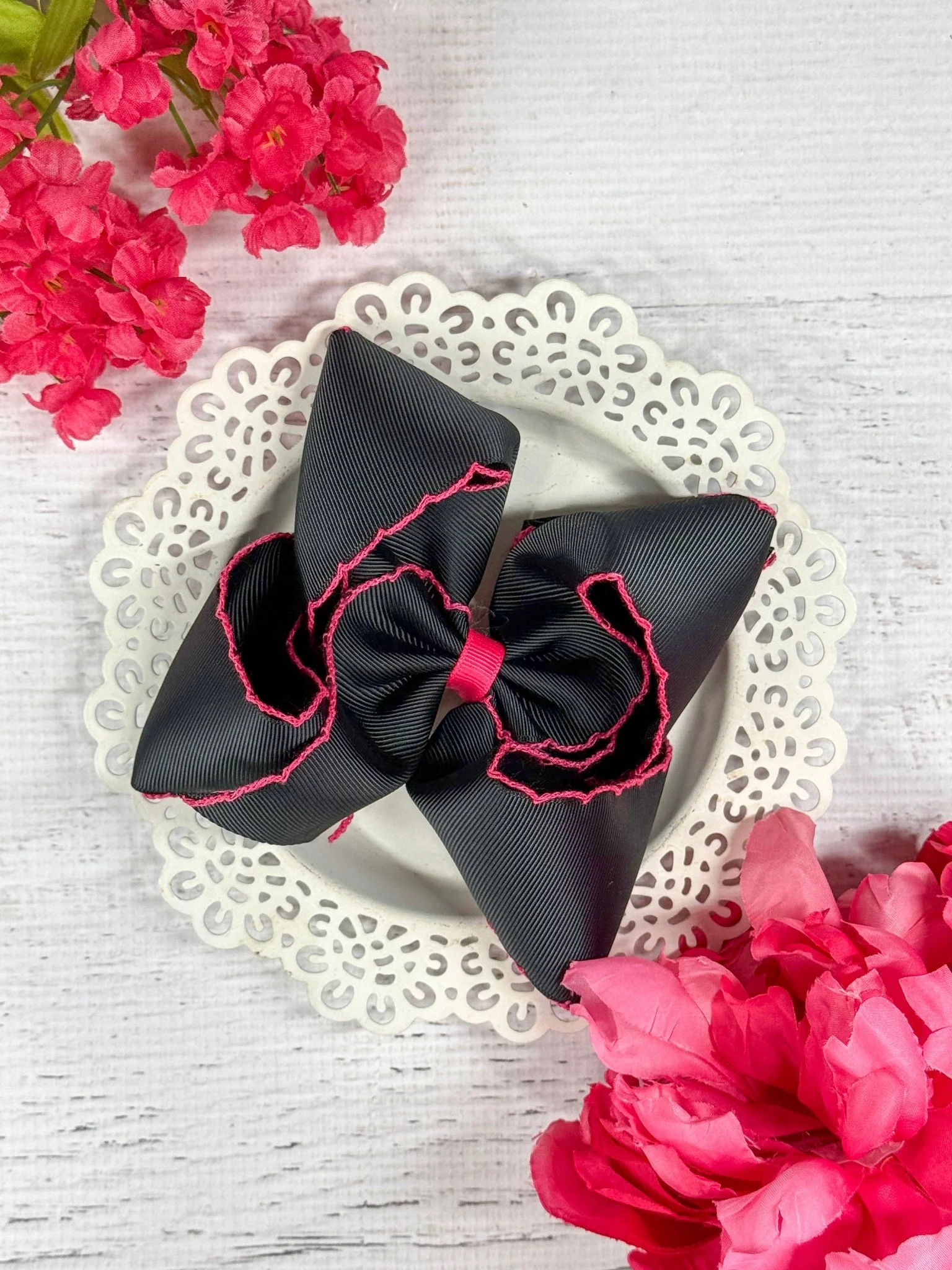 5" Classic Moonstitch Boutique Bows Girls Hair Accessories | Clip or Headband - Image 29