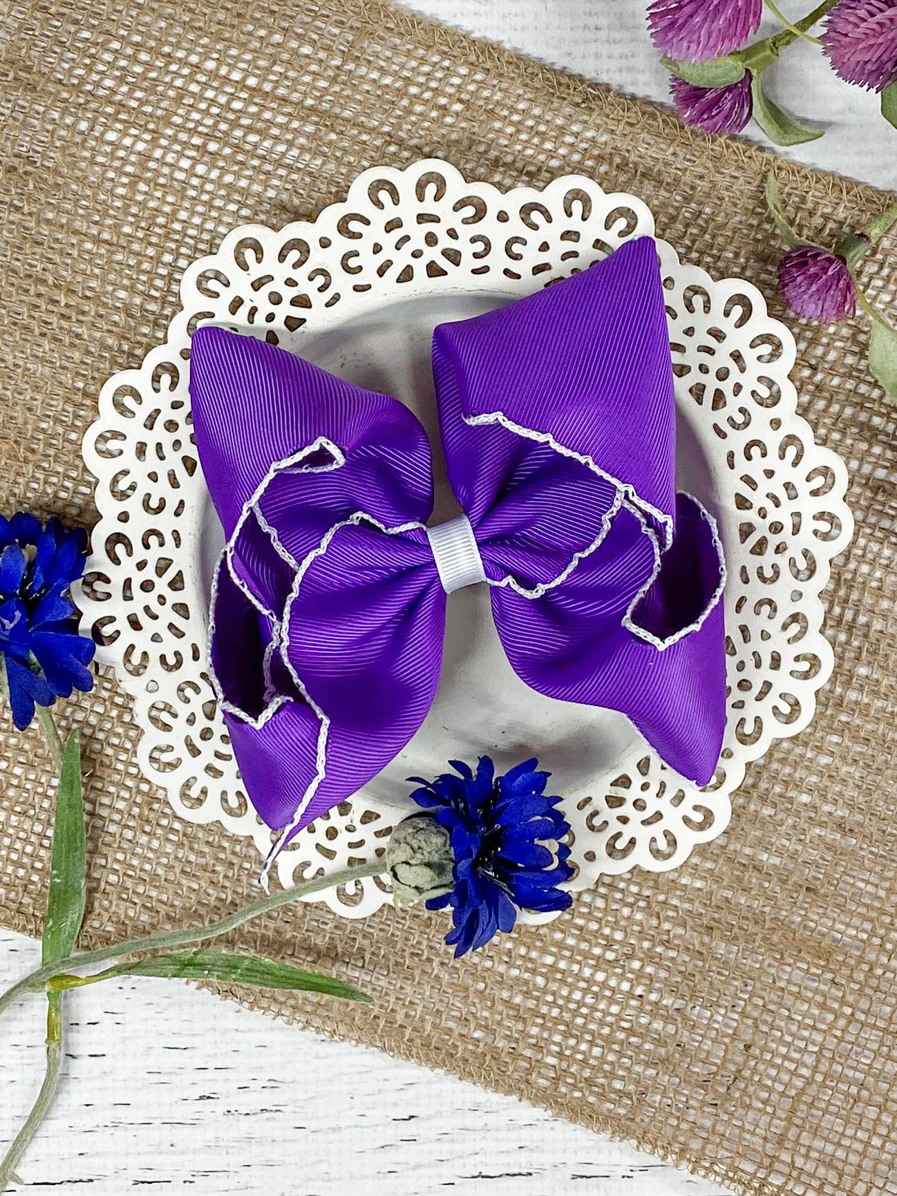 5" Classic Moonstitch Boutique Bows Girls Hair Accessories | Clip or Headband - Image 34