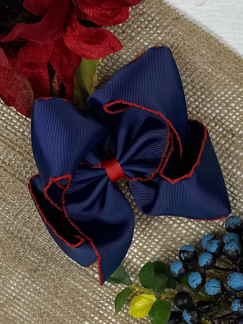 5" Classic Moonstitch Boutique Bows Girls Hair Accessories | Clip or Headband - Image 35