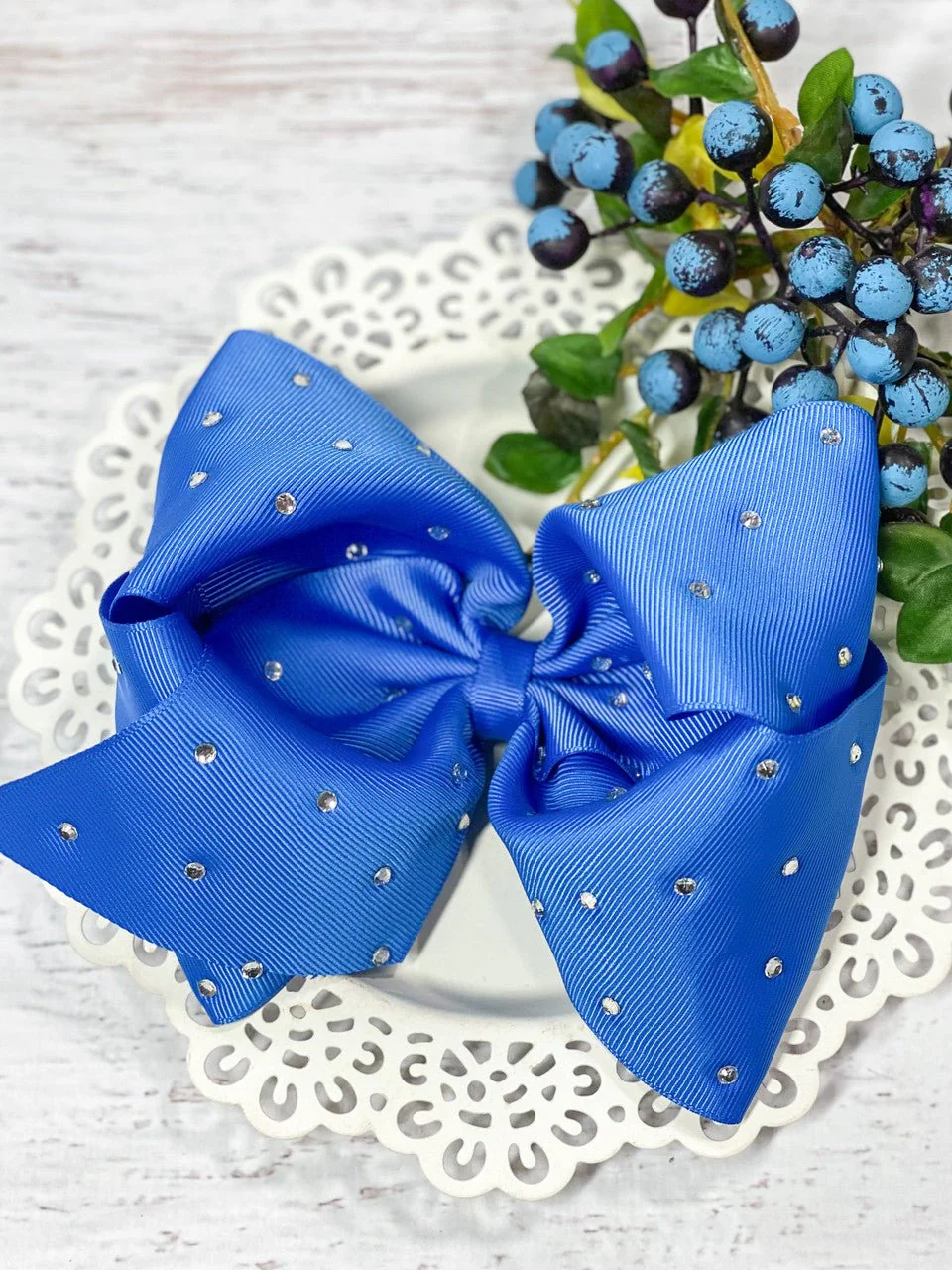 Clear Rhinestone Hair Bow - Alligator Clip - 5.5" - Image 7