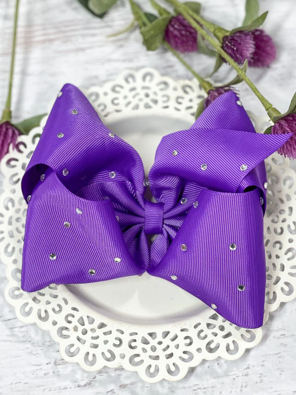 Clear Rhinestone Hair Bow - Alligator Clip - 5.5" - Image 8