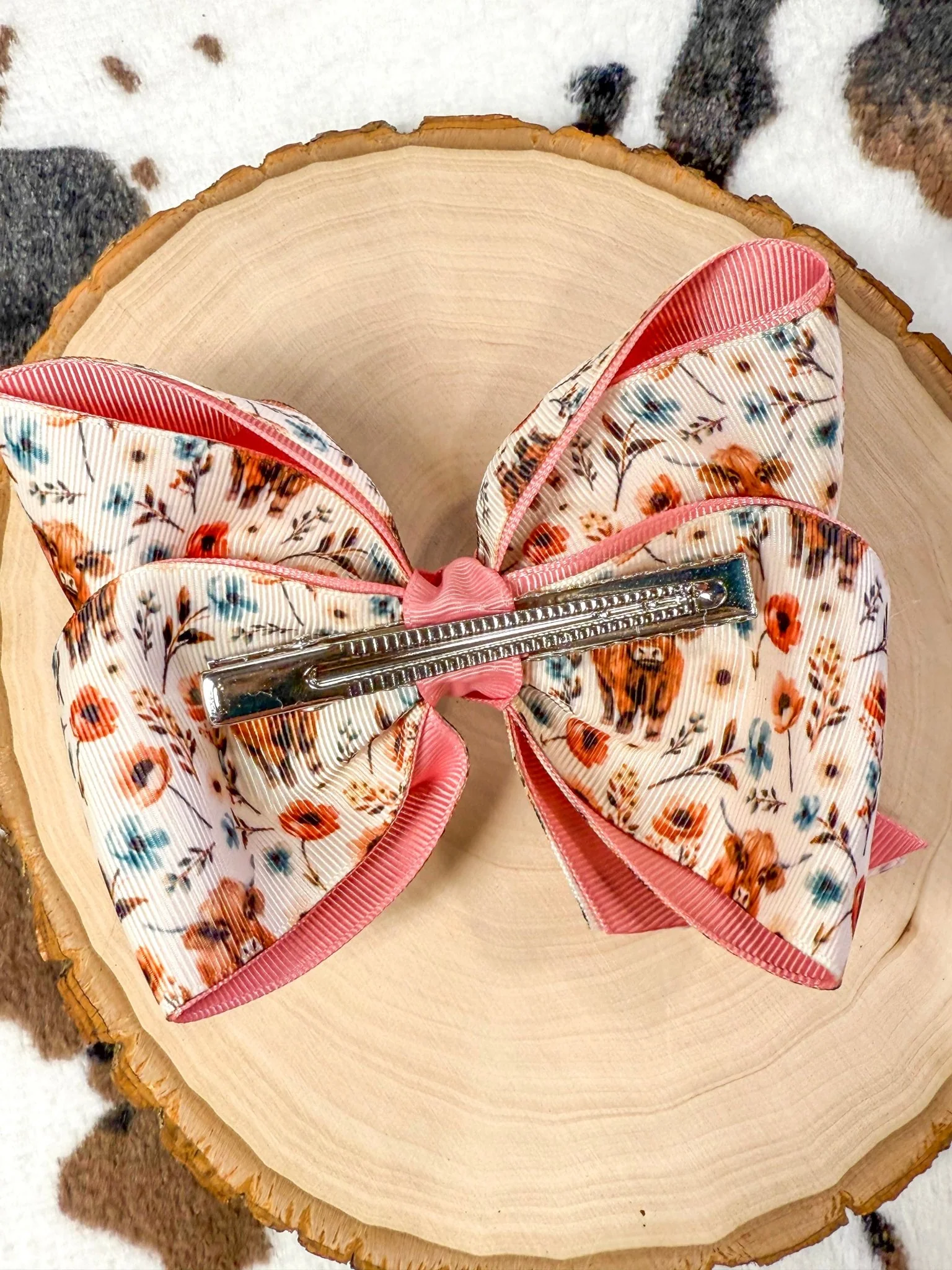 Highland Bloom Double Layer Hair Bow | Clip or Headband - Image 2