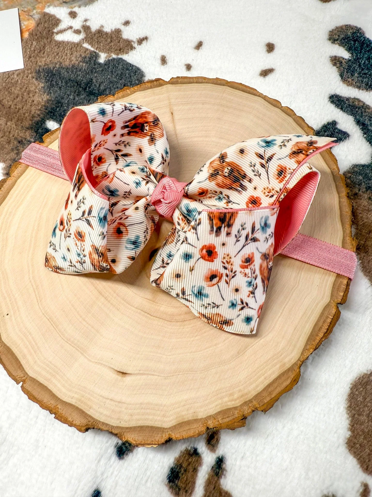Highland Bloom Double Layer Hair Bow | Clip or Headband - Image 5