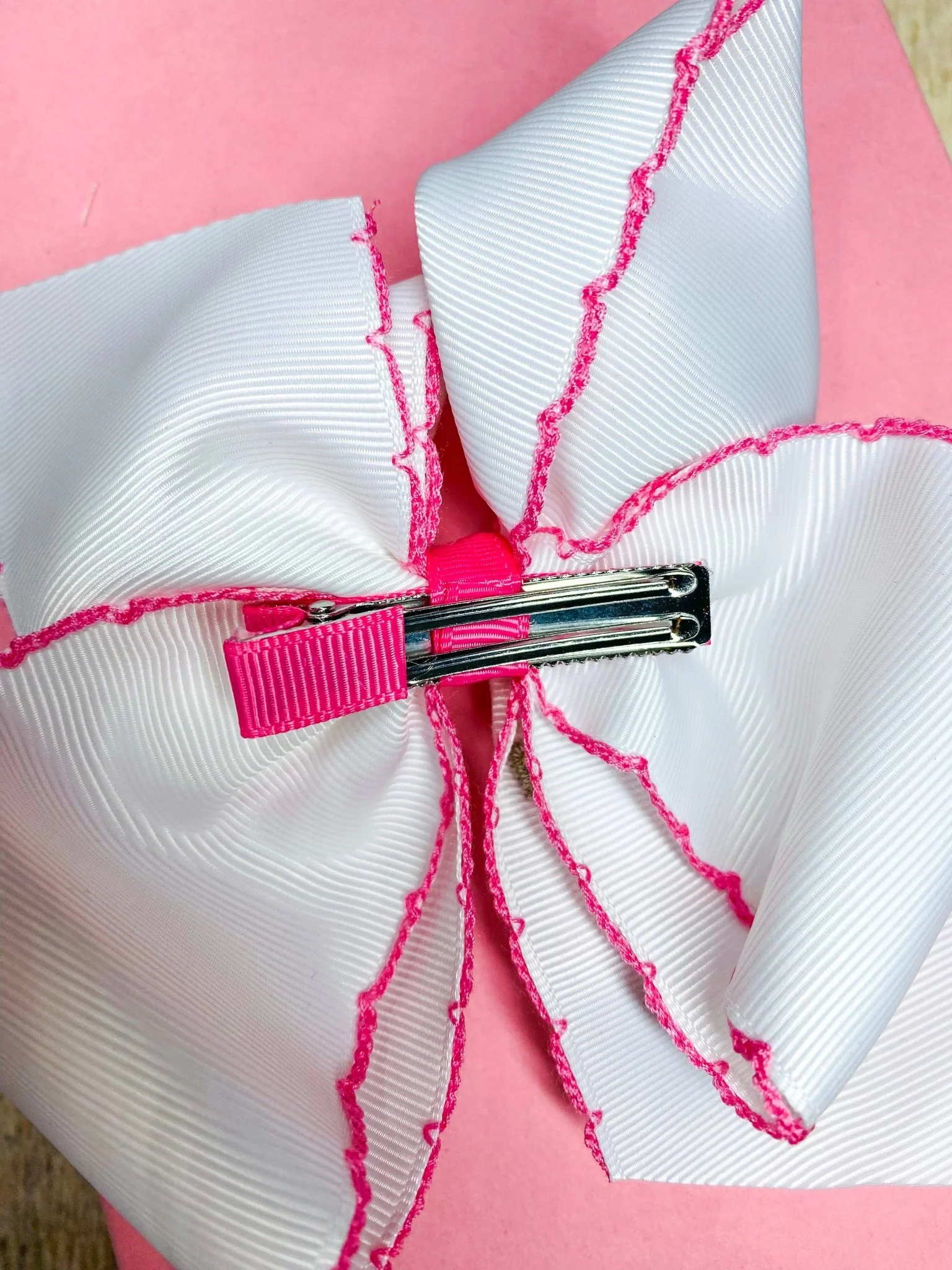 Cross Moonstitch Embroidered Hair Bow | Clip or Headband - Image 3