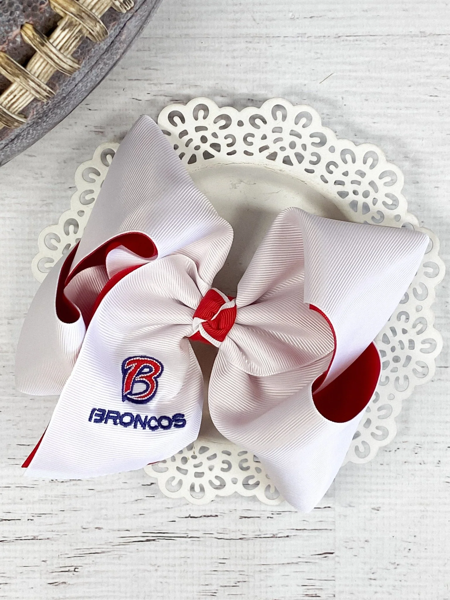 Double Layer Bay Area Broncos Hair Bow