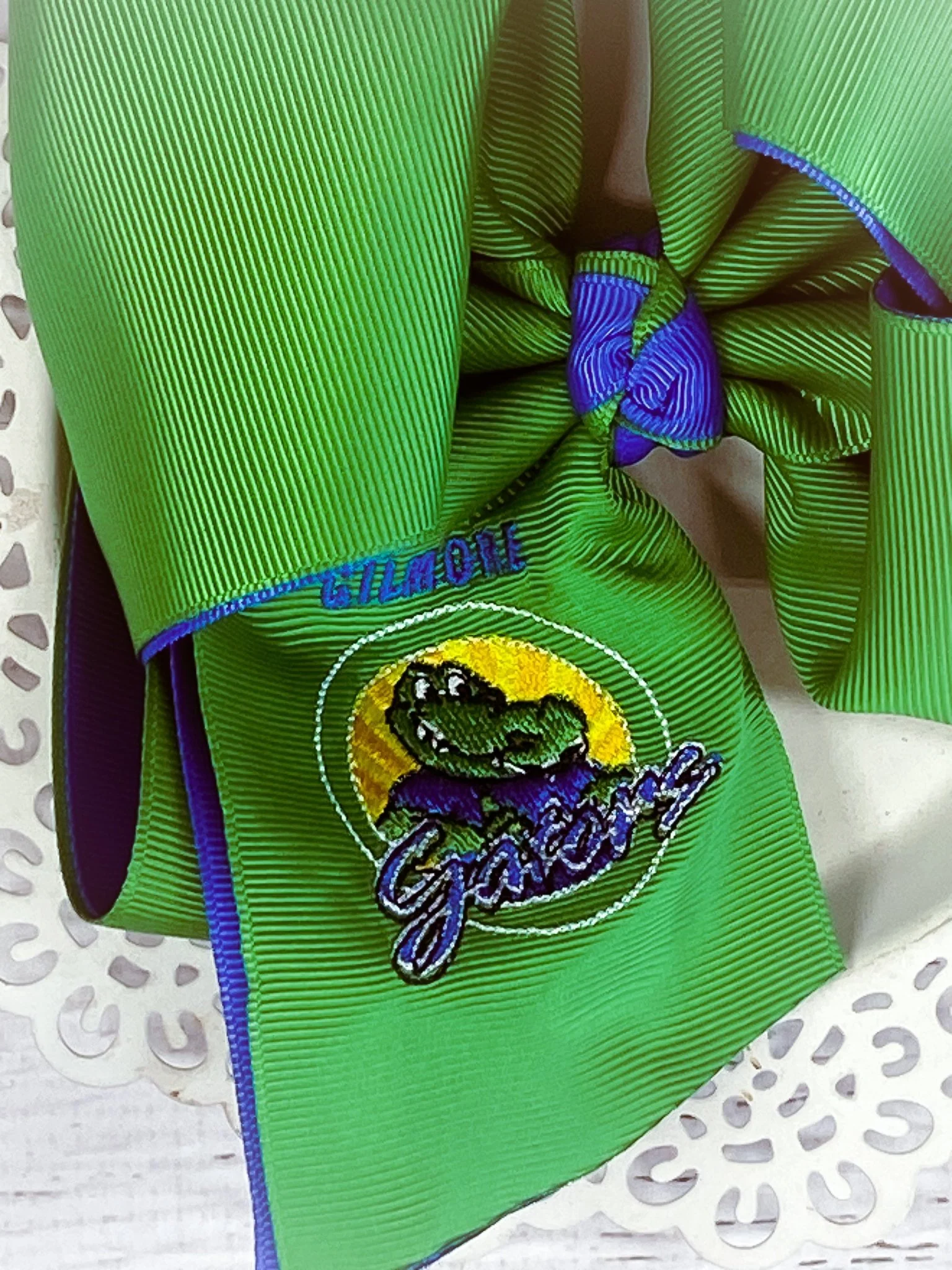 Double Layer Gilmore Gators Large Hair Bow - Image 3