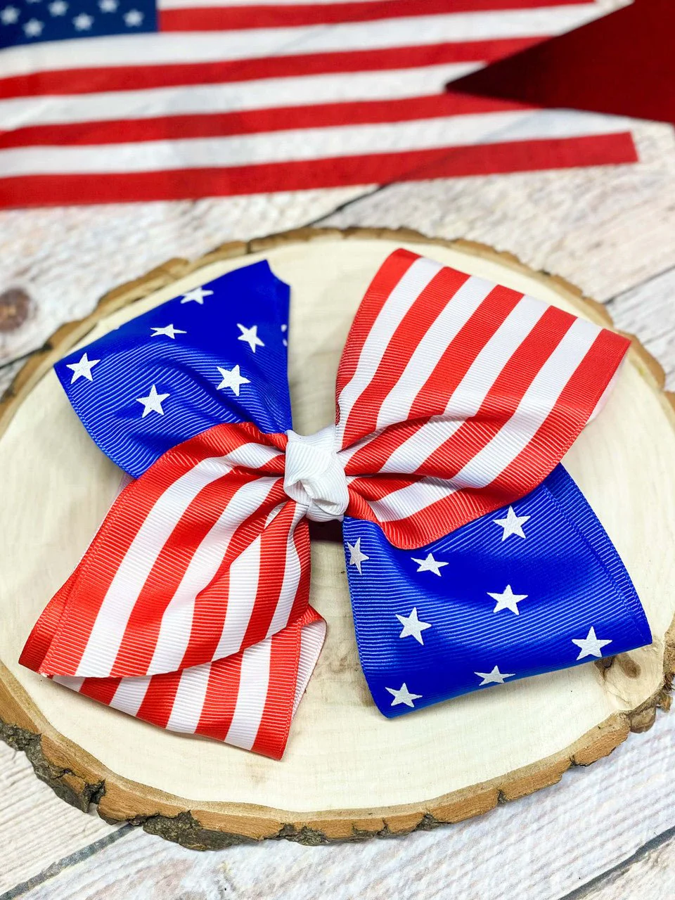 Flag Print Texas Size Hair Bow | Large Alligator Clip – 7"