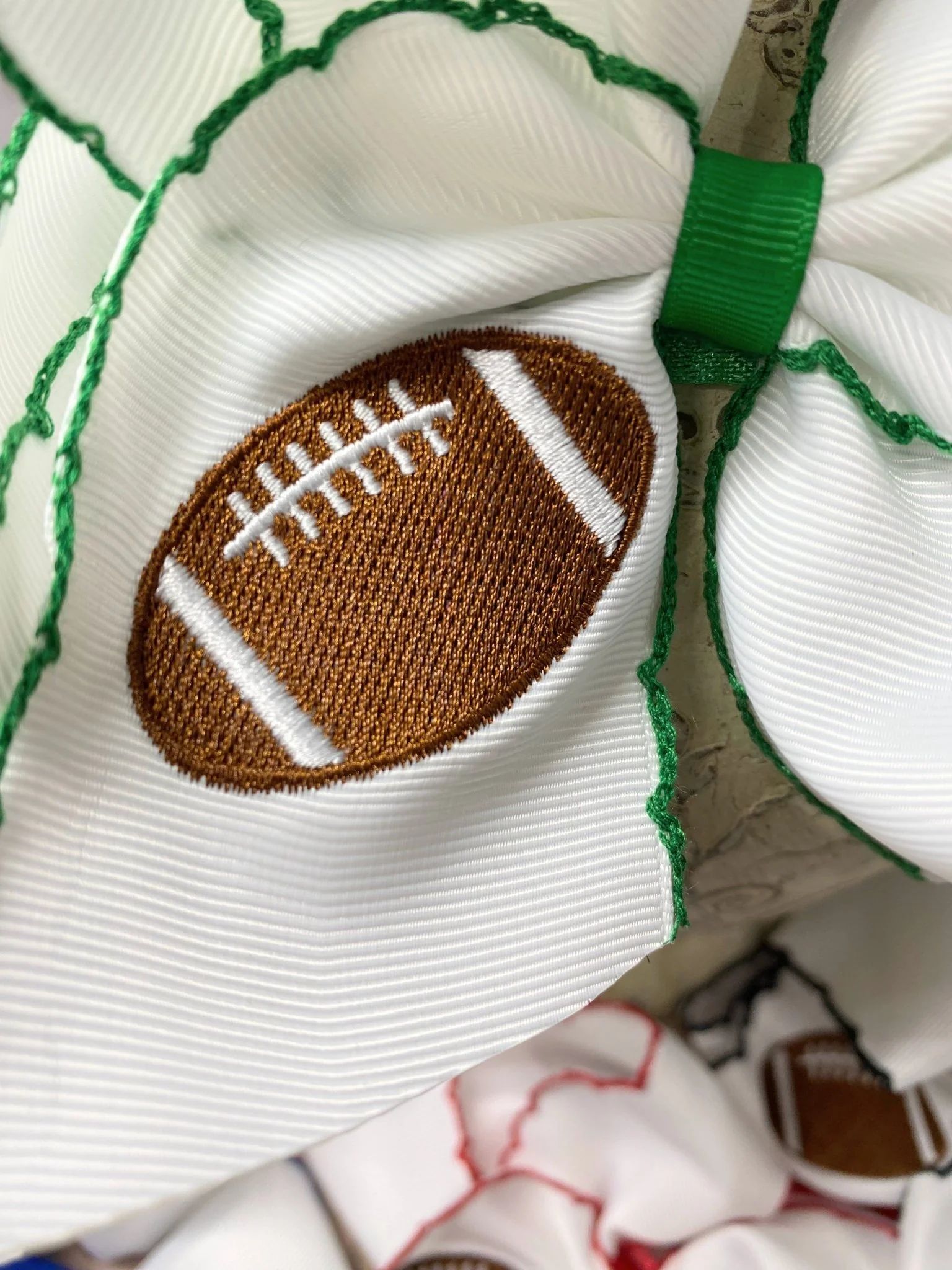 Football Embroidered Moonstitch Hair Bow | Clip or Headband - Image 11