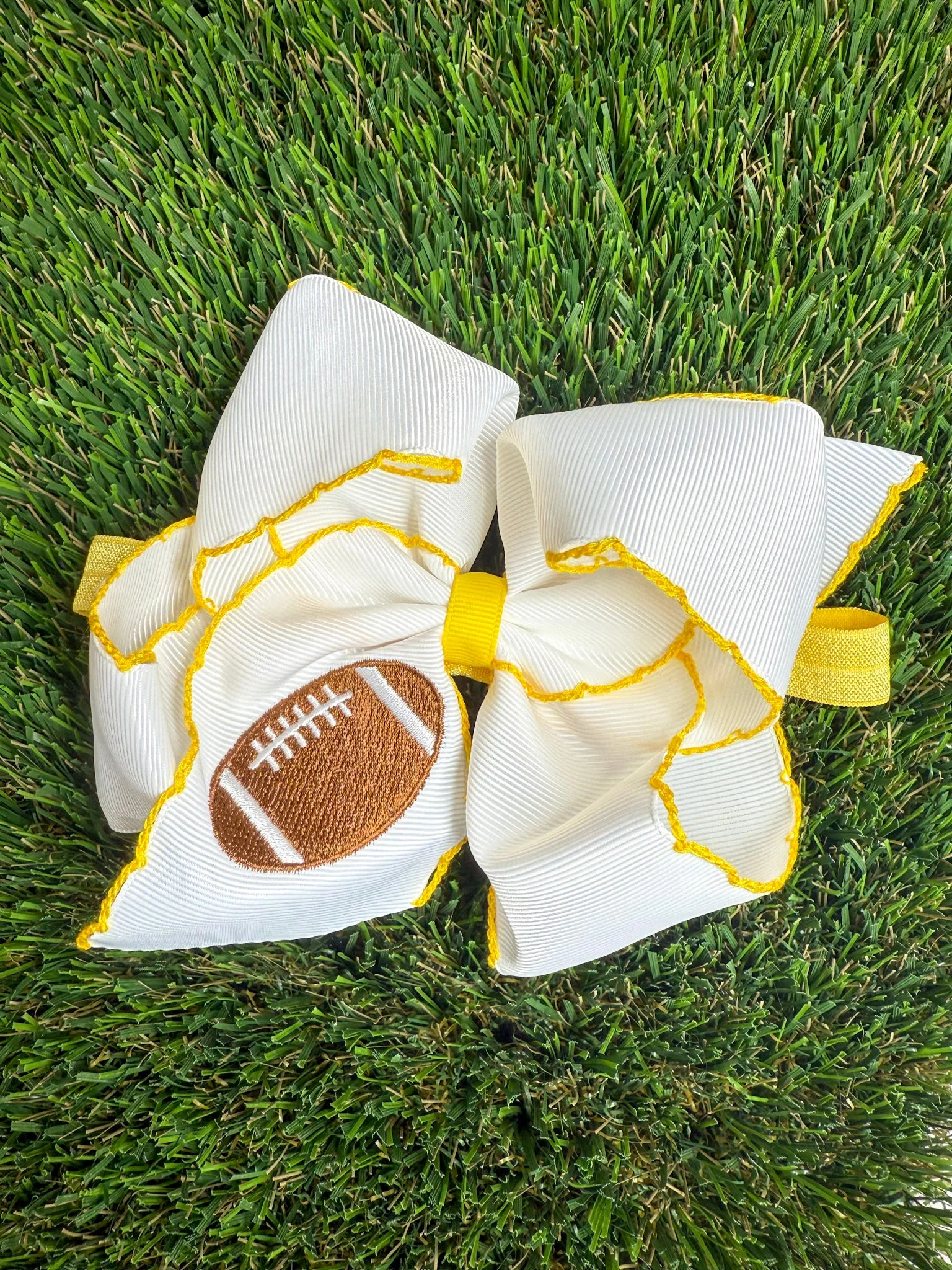 Football Embroidered Moonstitch Hair Bow | Clip or Headband - Image 19