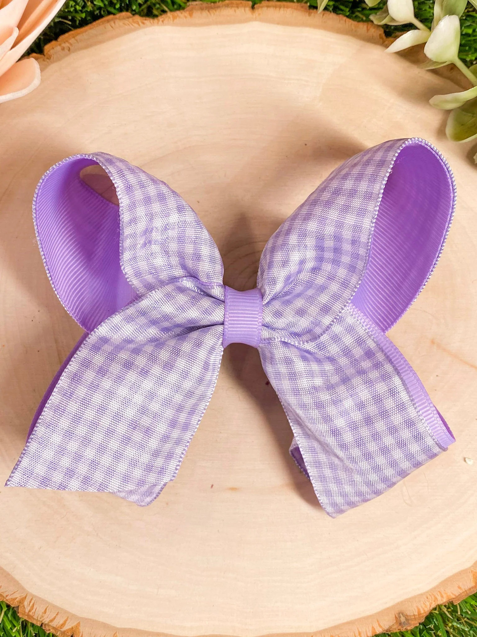Gingham Classic Boutique Hair Bow | Clip or Headband - Image 10