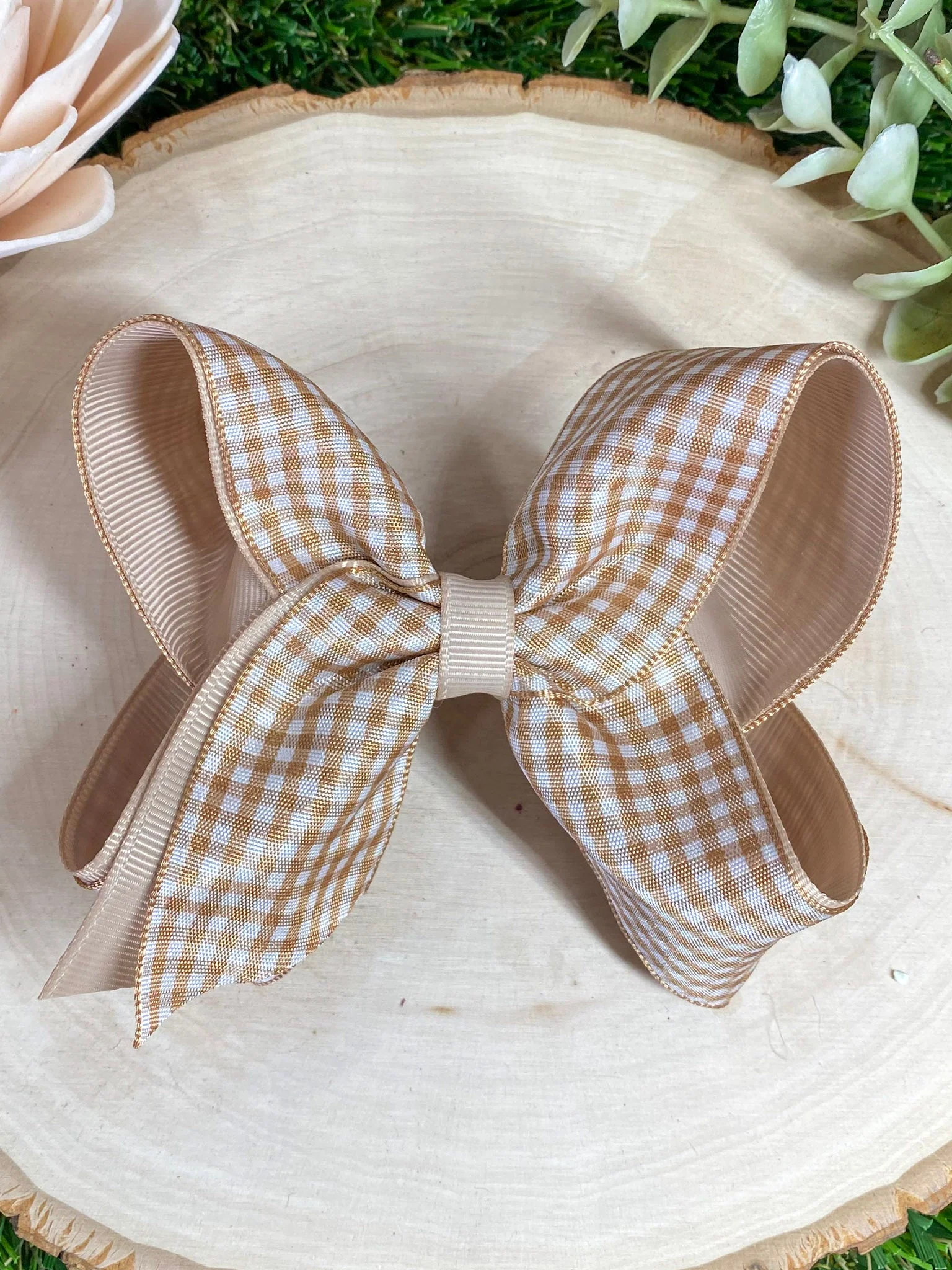 Gingham Classic Boutique Hair Bow | Clip or Headband - Image 11