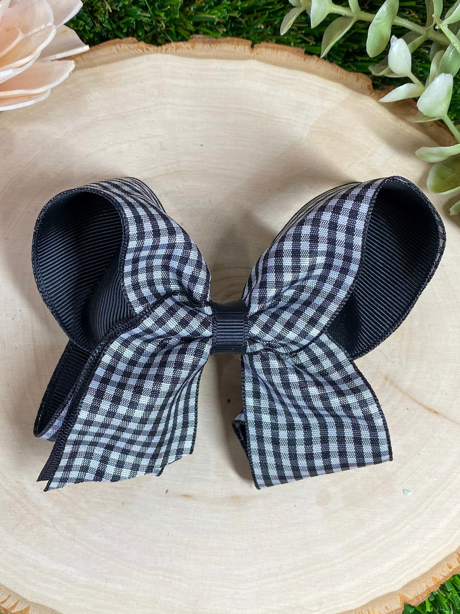 Gingham Classic Boutique Hair Bow | Clip or Headband - Image 12