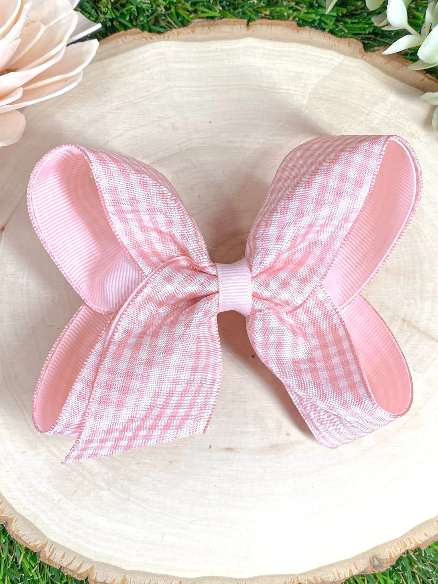Gingham Classic Boutique Hair Bow | Clip or Headband - Image 3