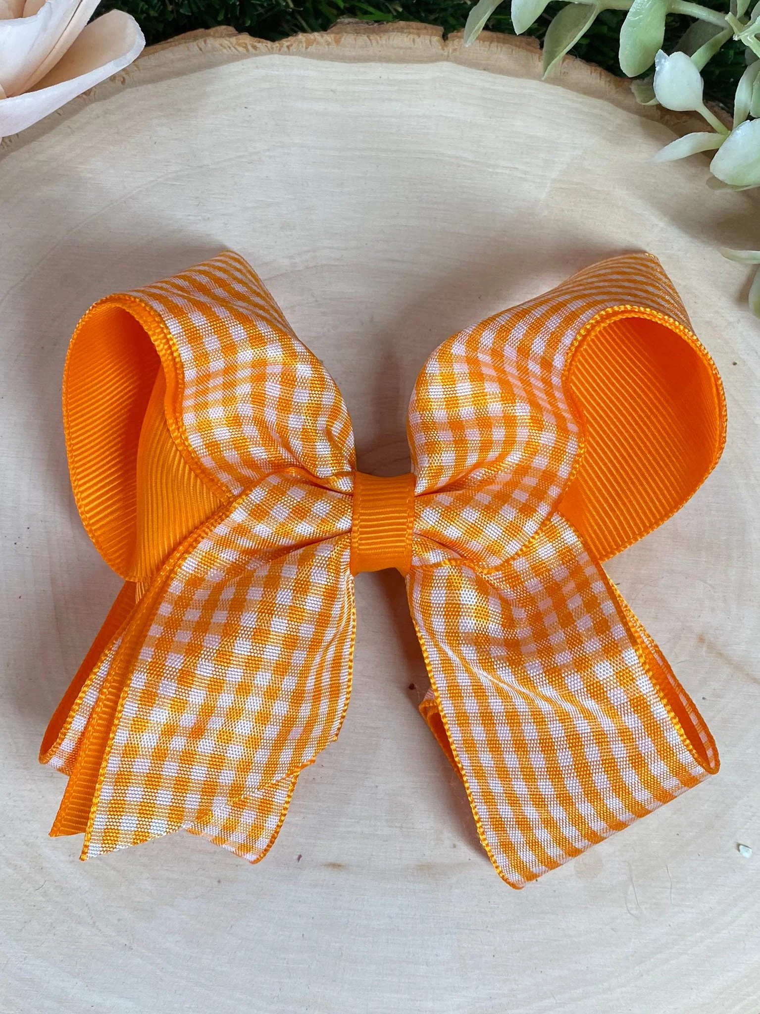 Gingham Classic Boutique Hair Bow | Clip or Headband - Image 7