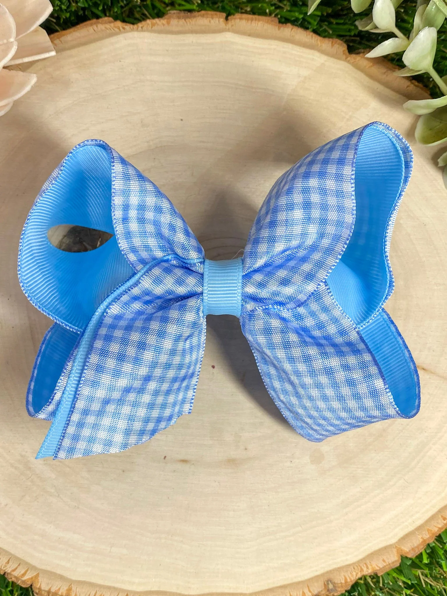 Gingham Classic Boutique Hair Bow | Clip or Headband - Image 8