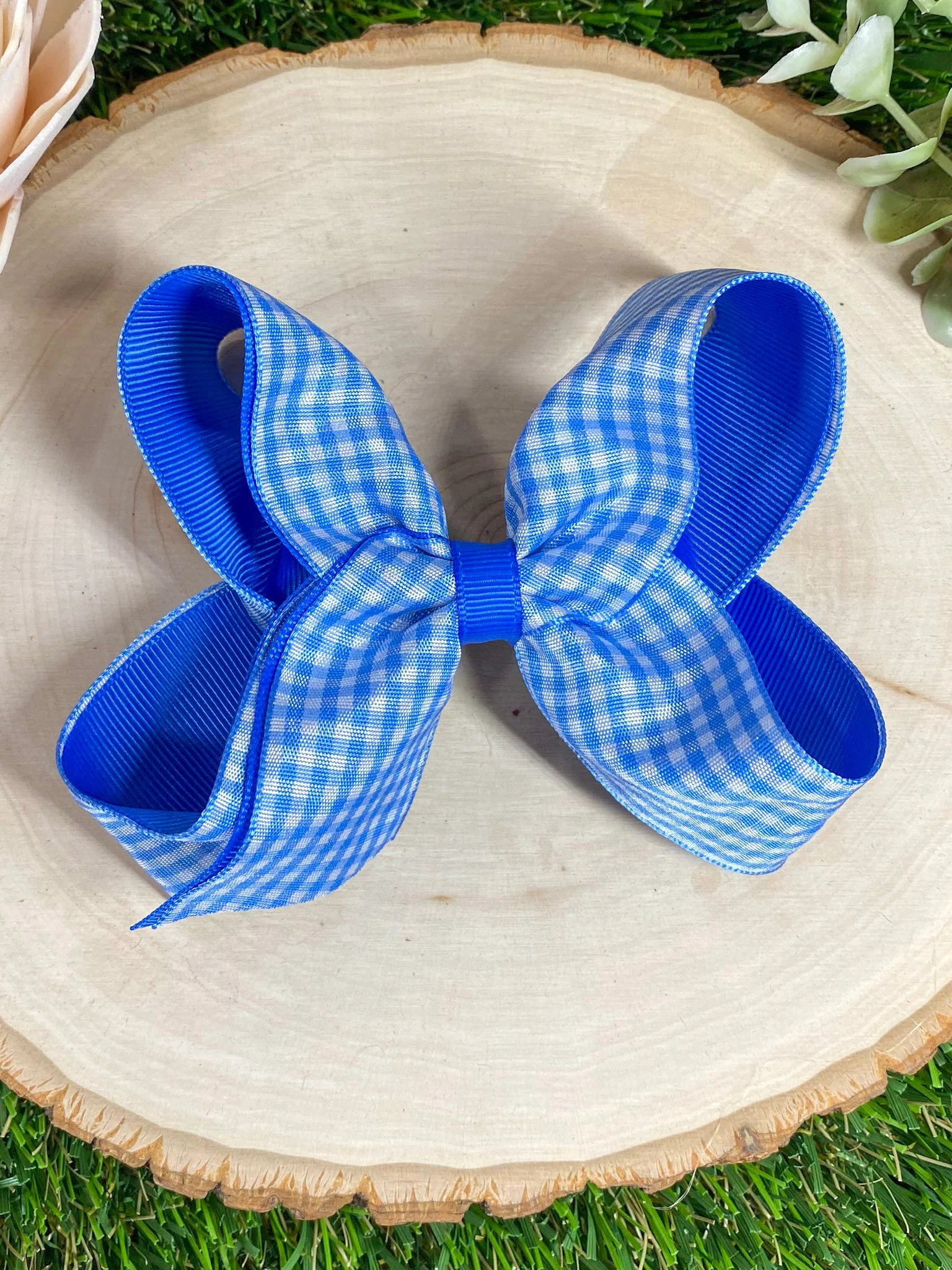 Gingham Classic Boutique Hair Bow | Clip or Headband - Image 9