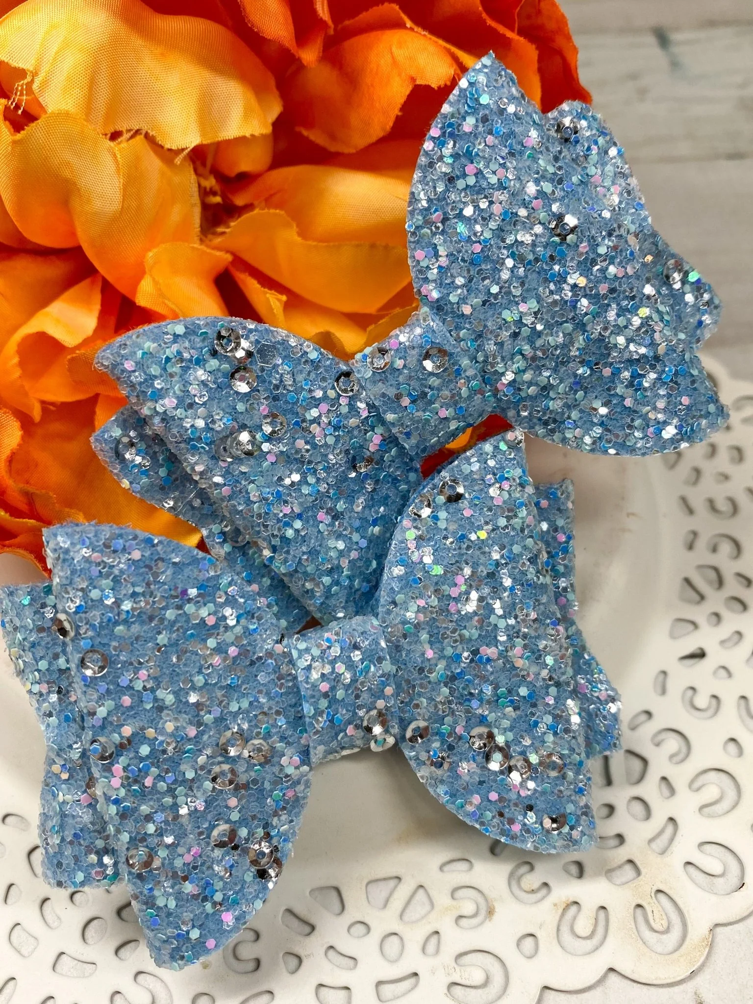 Glitter Bows - Set of 2 - Alligator Clip - 3" - Image 12