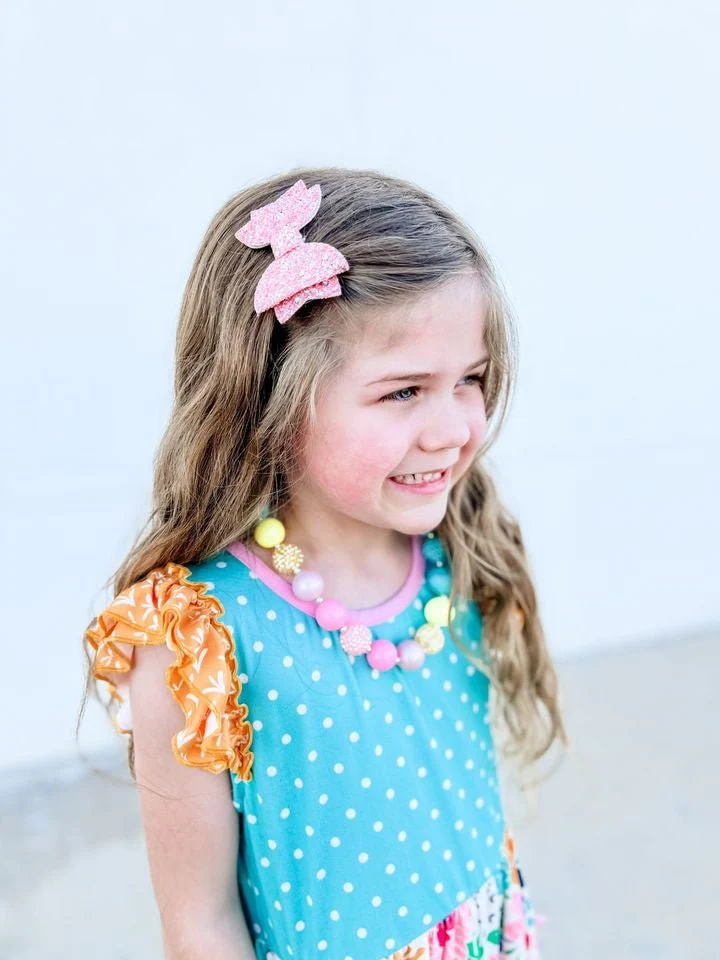 Glitter Bows - Set of 2 - Alligator Clip - 3" - Image 3