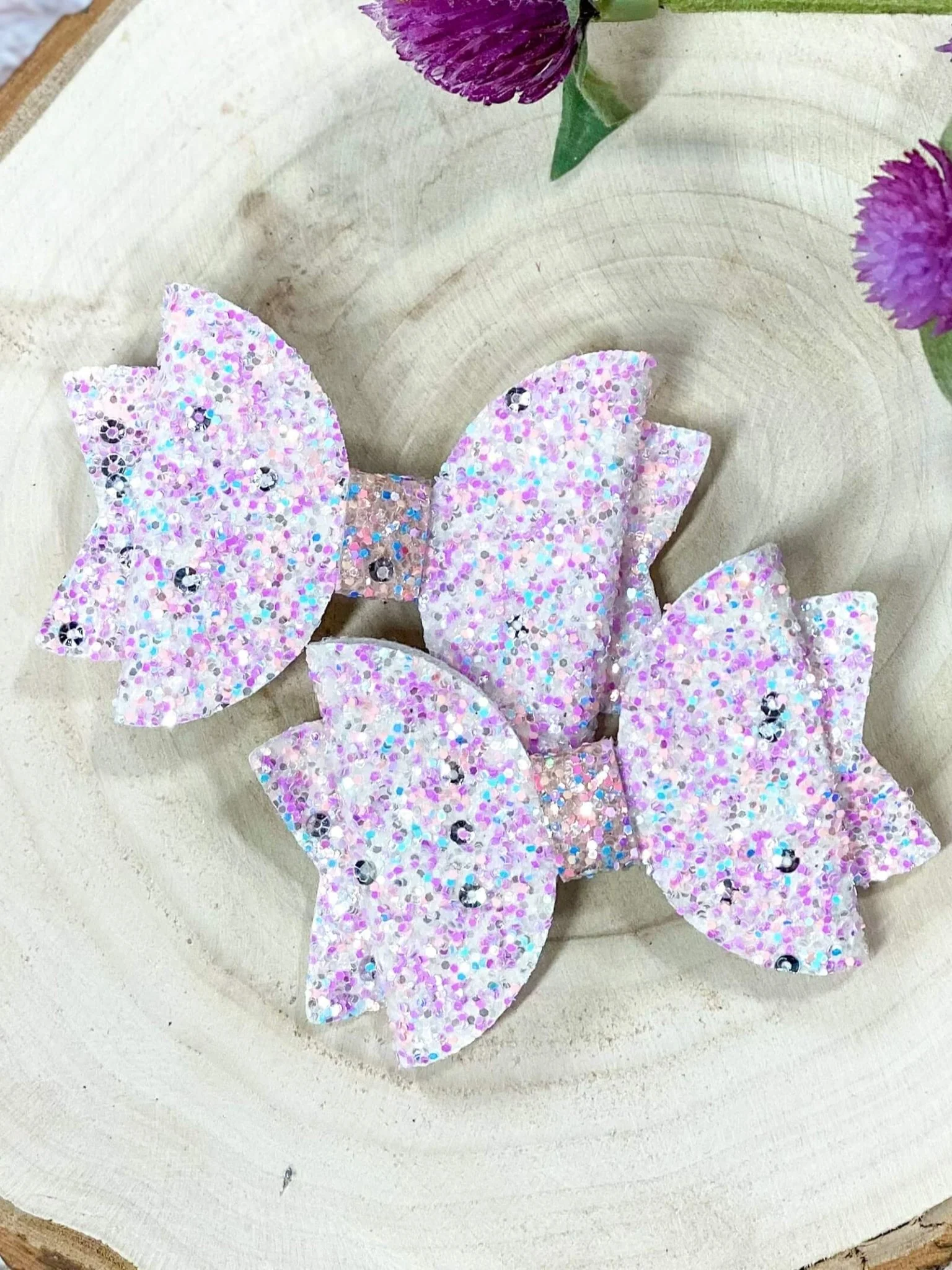 Glitter Bows - Set of 2 - Alligator Clip - 3" - Image 4