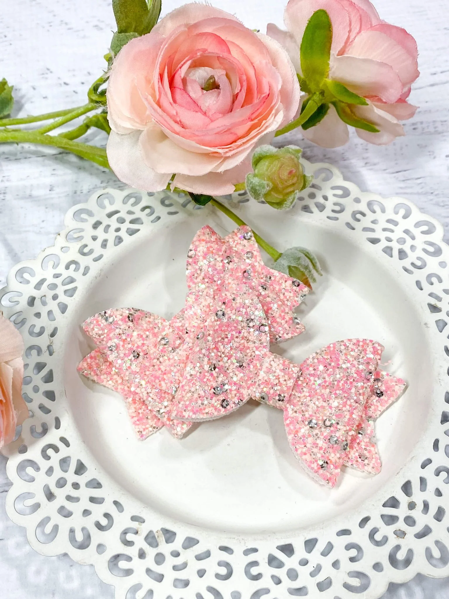 Glitter Bows - Set of 2 - Alligator Clip - 3" - Image 5