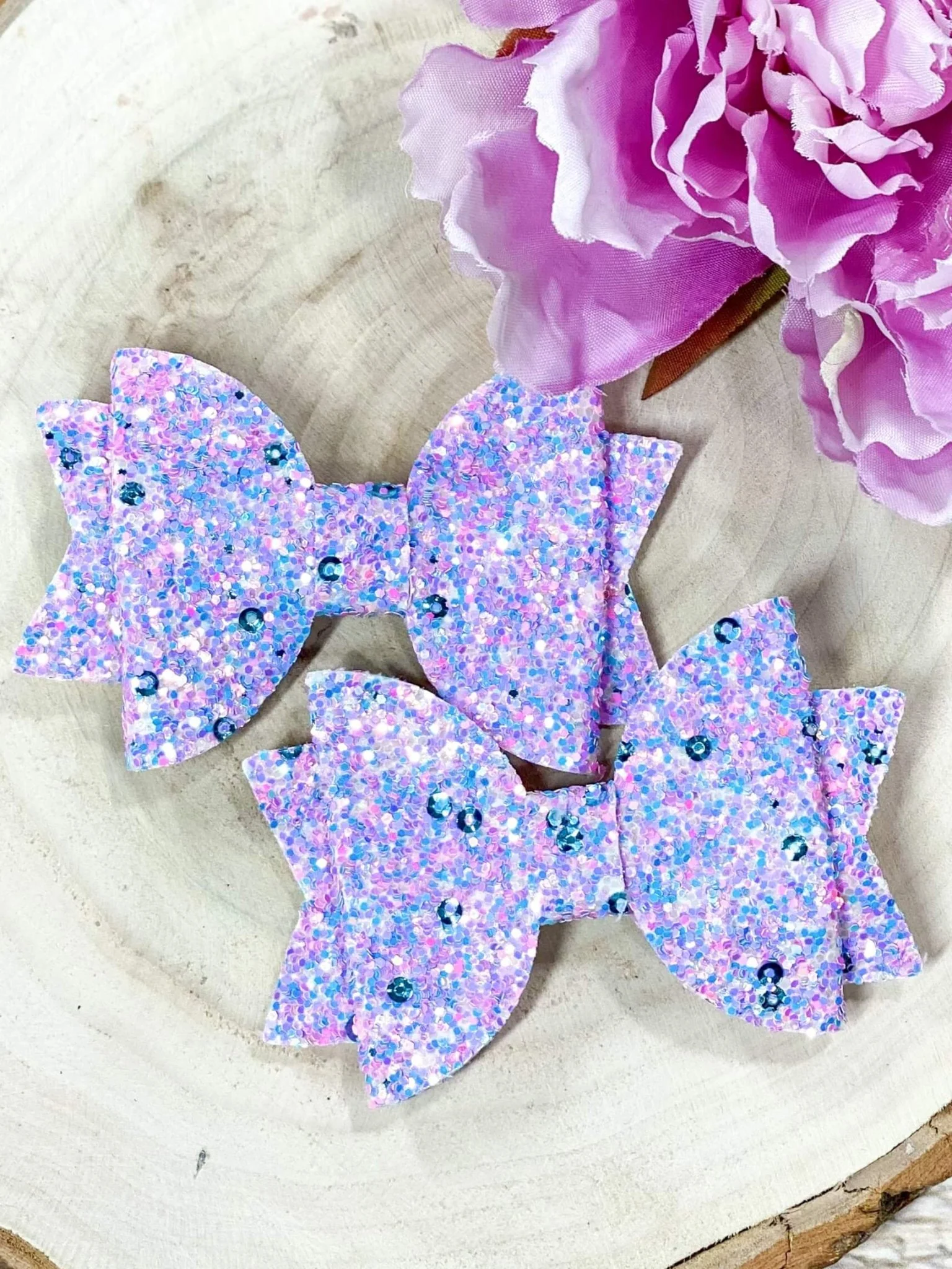 Glitter Bows - Set of 2 - Alligator Clip - 3" - Image 7