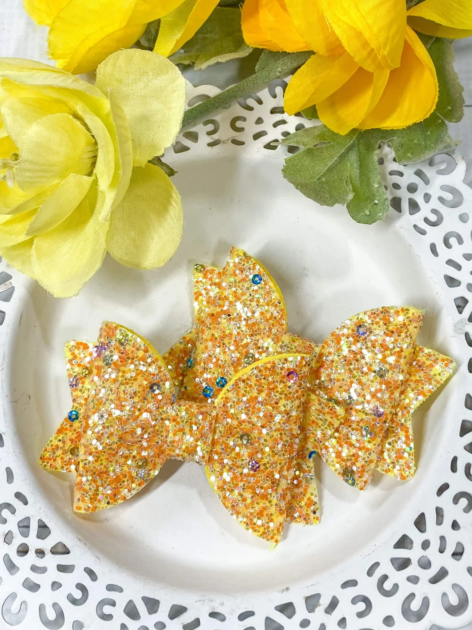 Glitter Bows - Set of 2 - Alligator Clip - 3" - Image 9