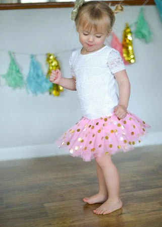 Gold Dot Tutu Skirt | Baby, Girls & Women Sizes | Soft Layered Tulle Tutu - Image 10