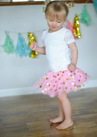Gold Dot Tutu Skirt | Baby, Girls & Women Sizes | Soft Layered Tulle Tutu - Image 6