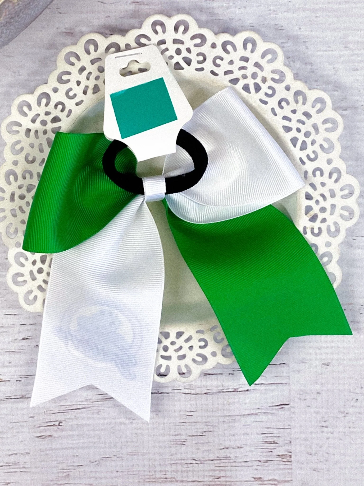 Green & White Gilmore Gators Cheer Bow - Image 2