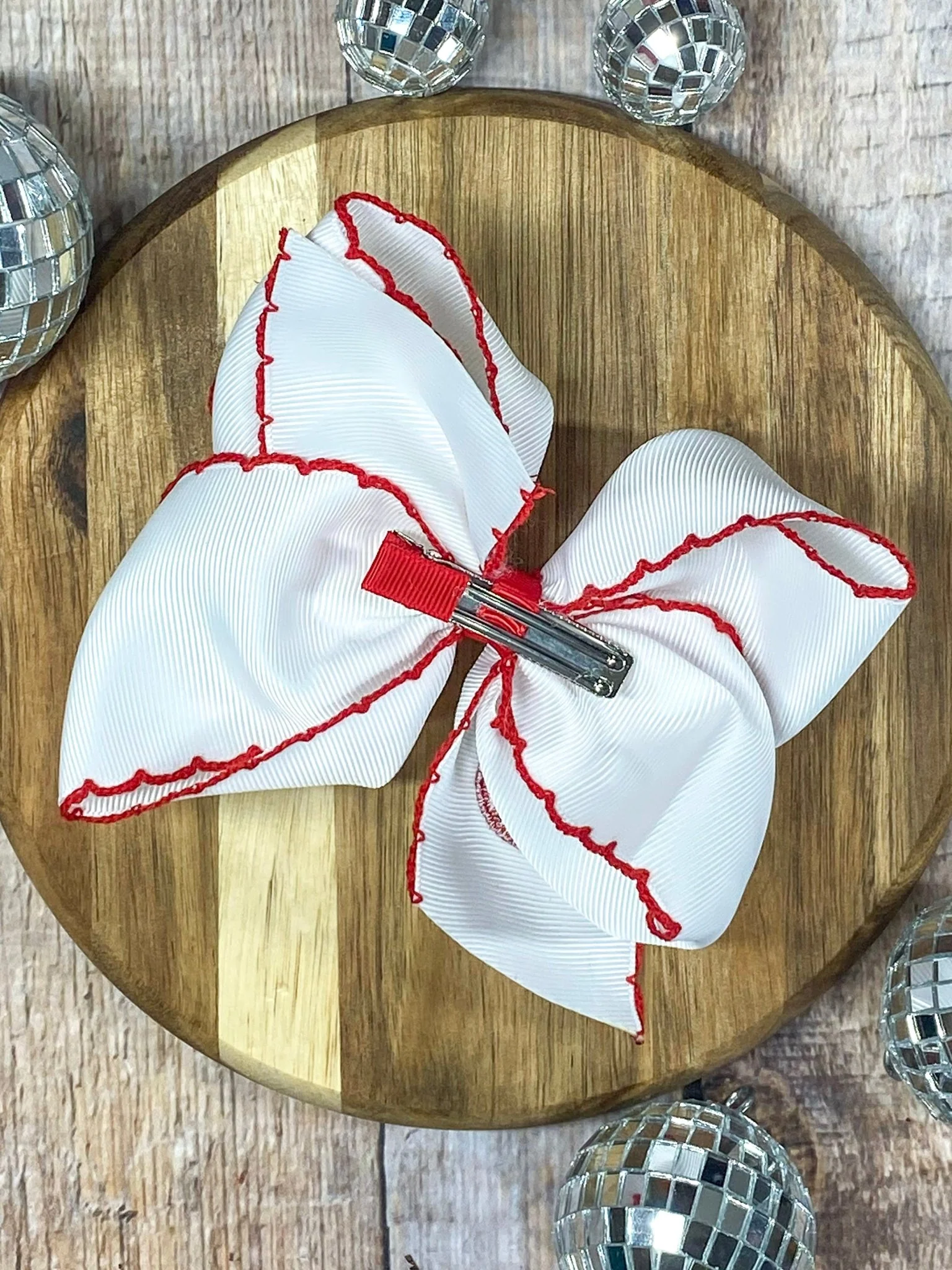Ladybug Embroidered Moonstitch Hair Bow | Clip or Headband - Image 2