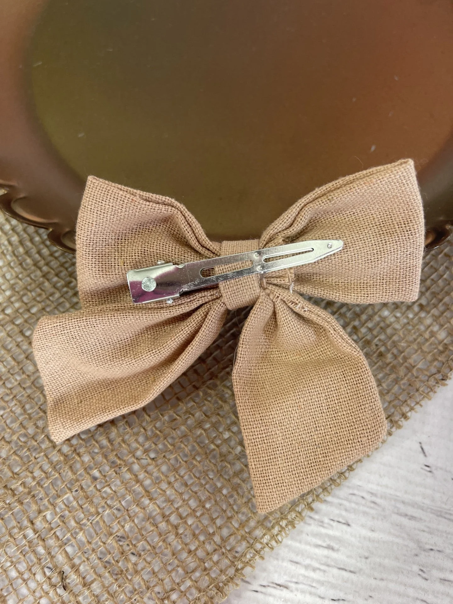 Linen Fabric Hair Bows - Image 2