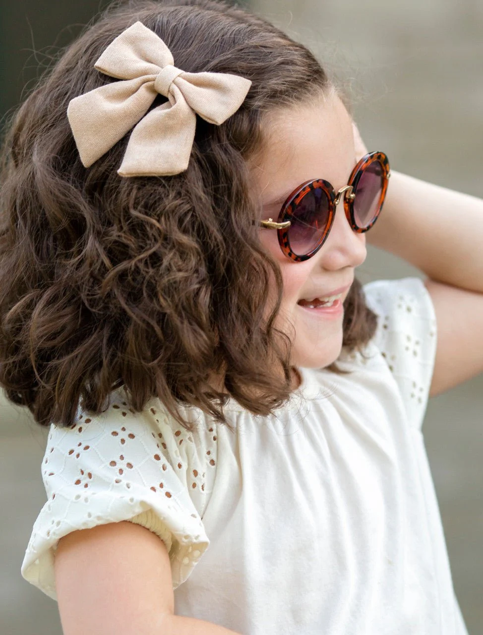 Linen Fabric Hair Bows - Image 3