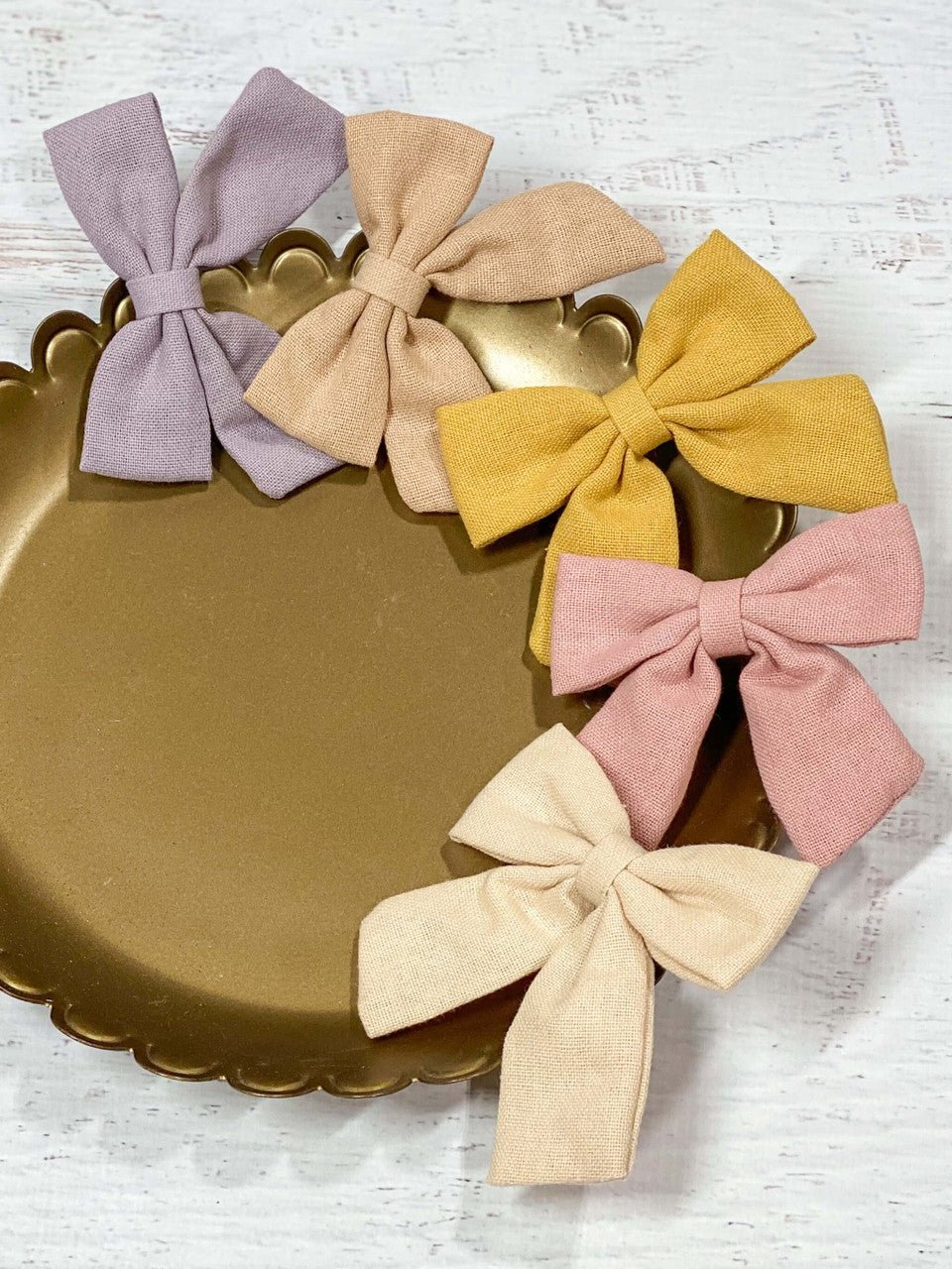 Linen Fabric Hair Bows - Image 4