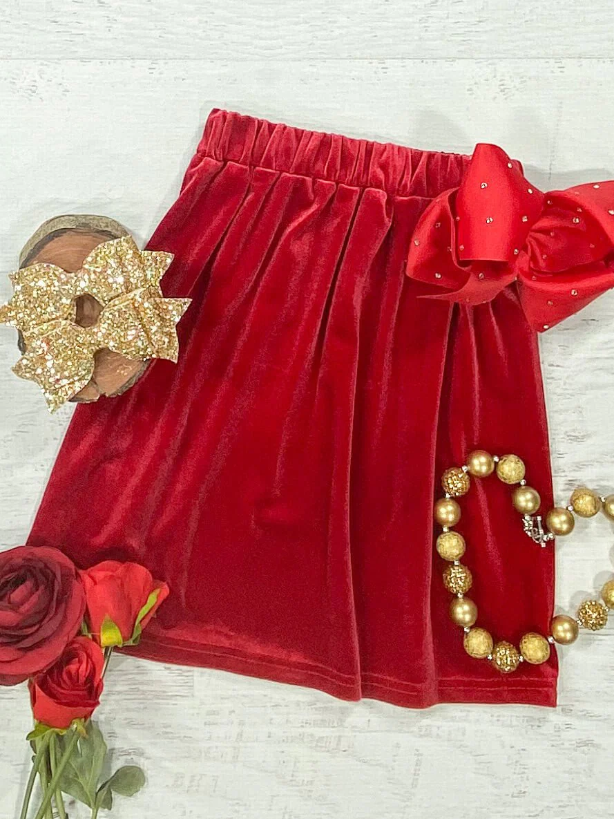 Mom & Me Red Velvet Skirt - Image 4