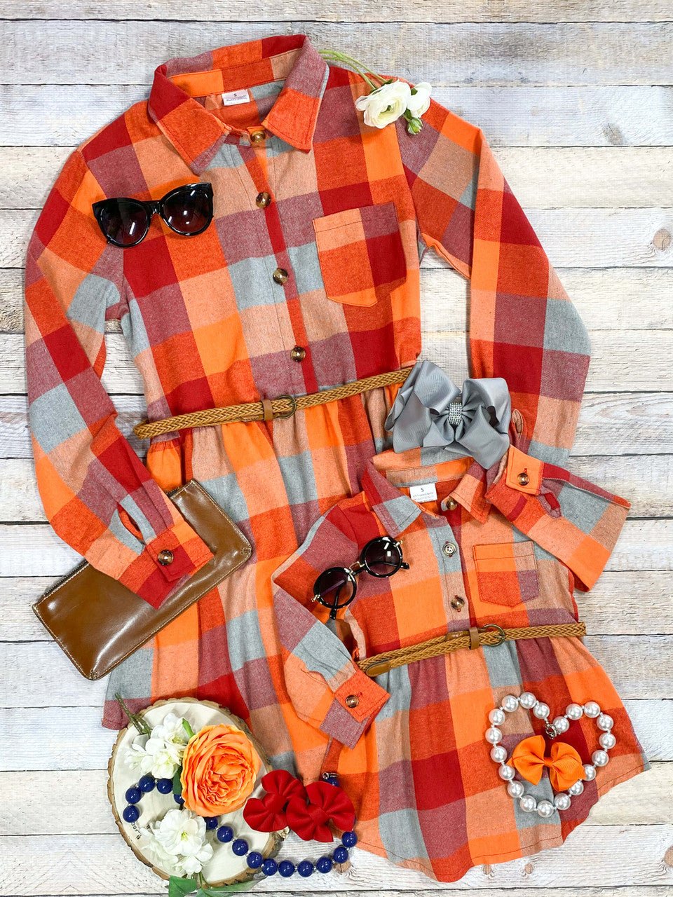 Autumn Hues Girls Plaid Dress - Image 3