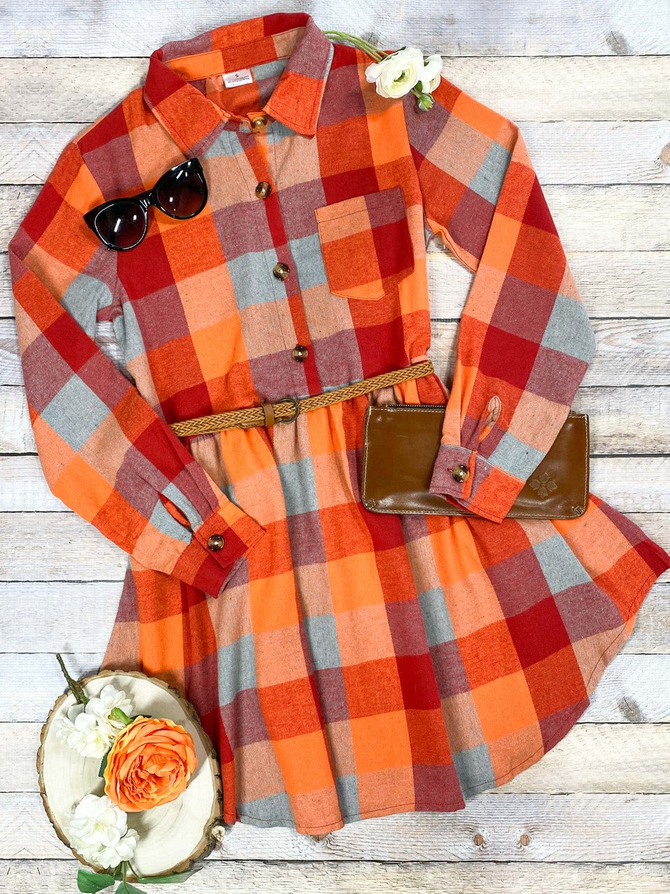 Autumn Hues Girls Plaid Dress - Image 4