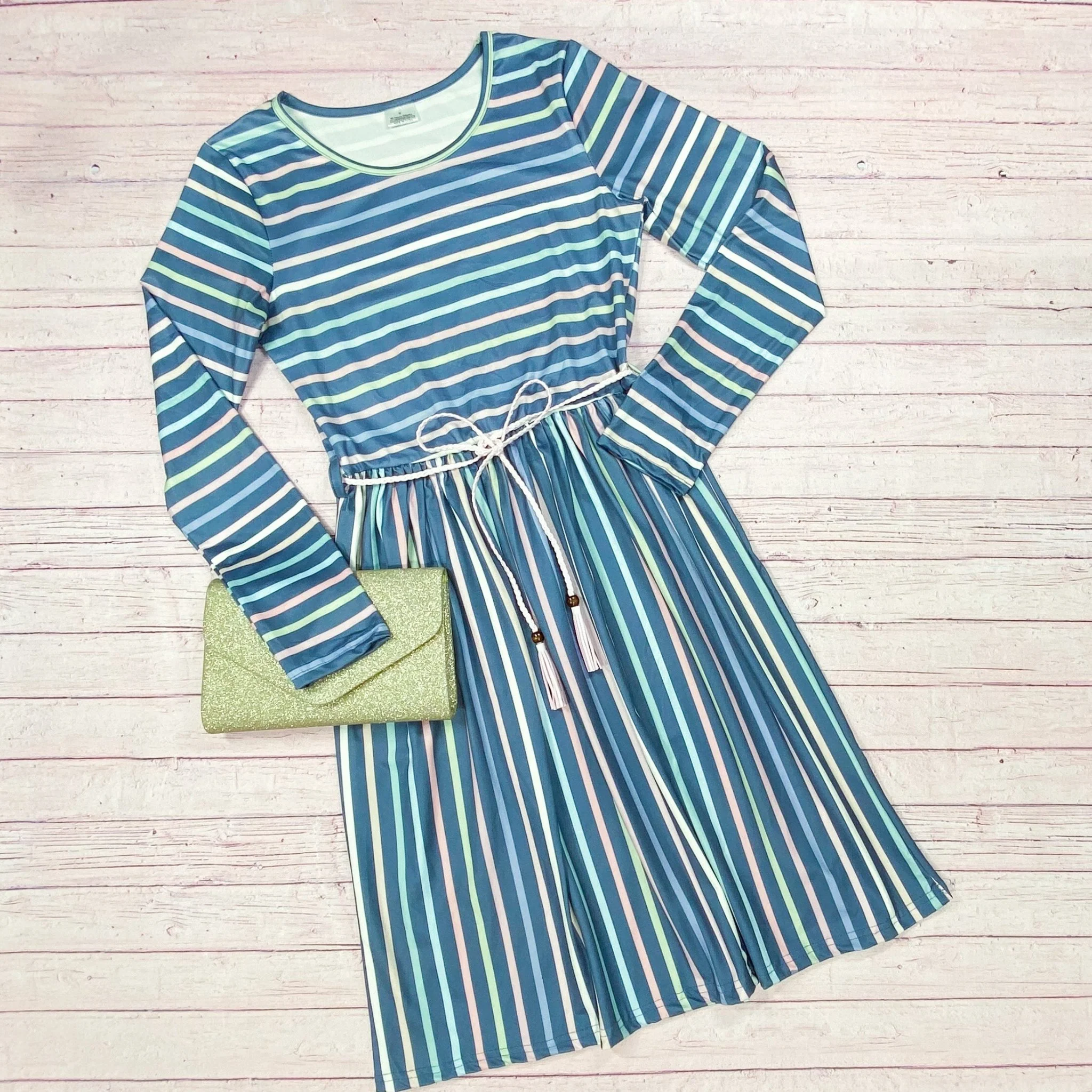 Mommy & Me Blue Hues Striped Dress - Image 3